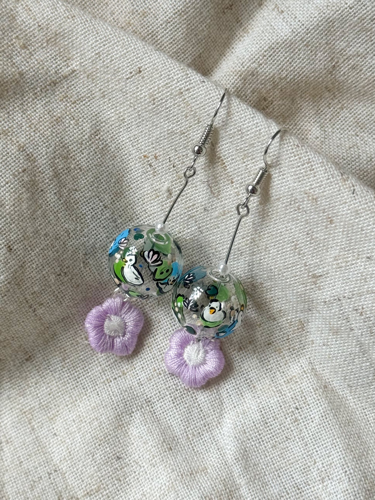 Ducking Earrings Dangling (purple)