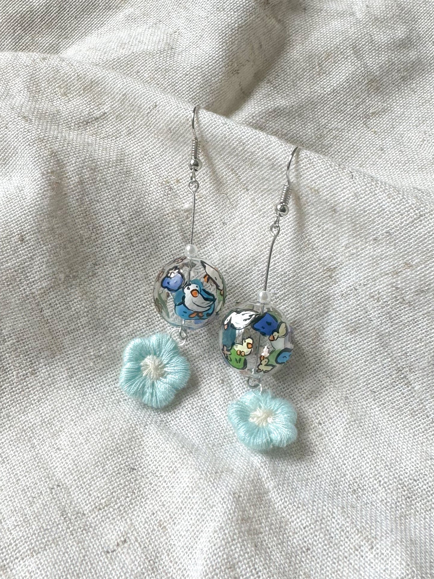 Ducking Earrings Dangling (blue)