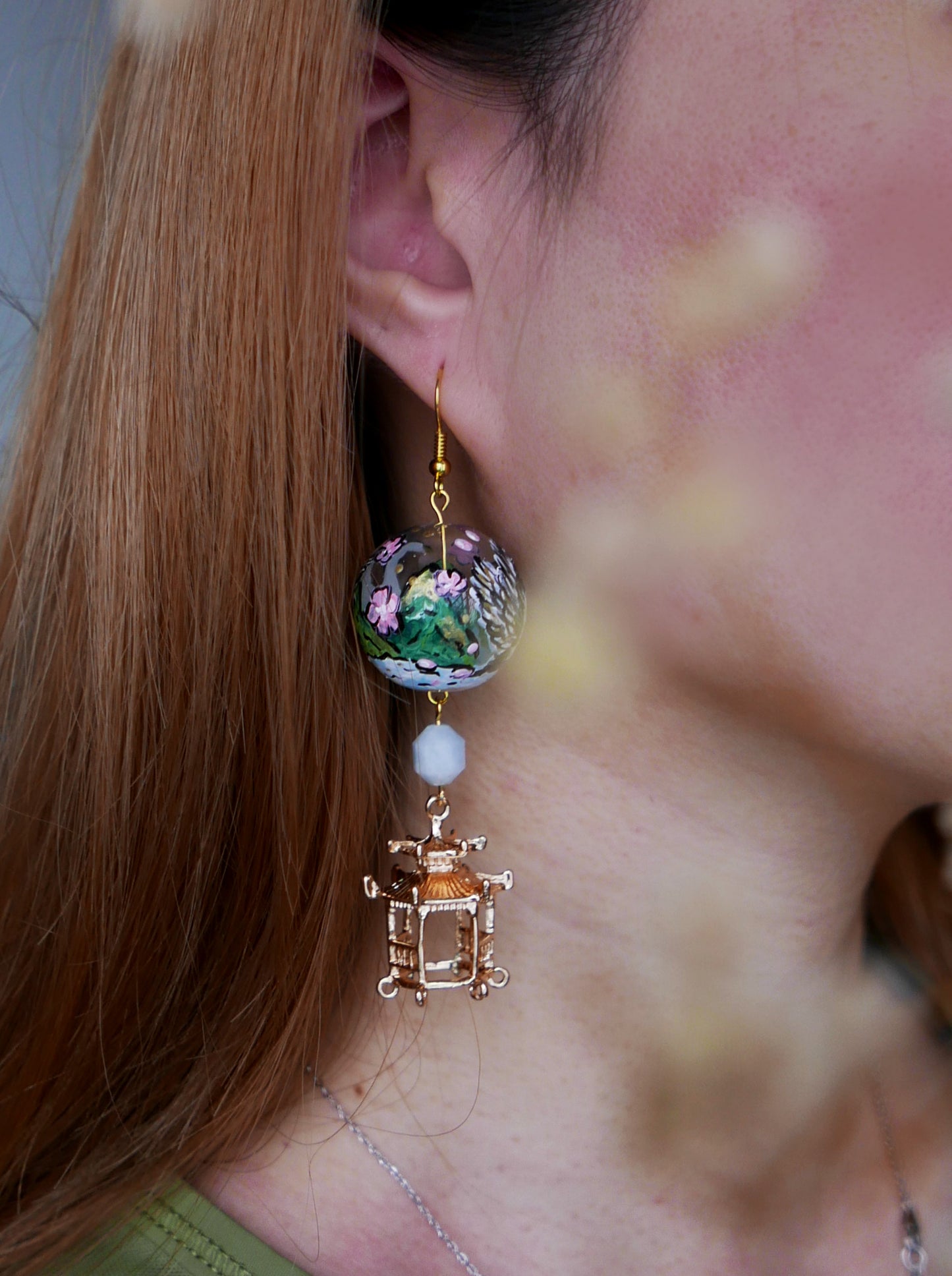 Cranes Green Earrings (Large)