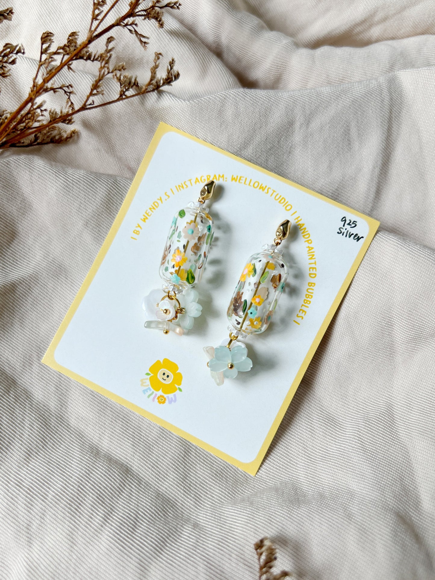 Sunset floral Earrings (925 silver)