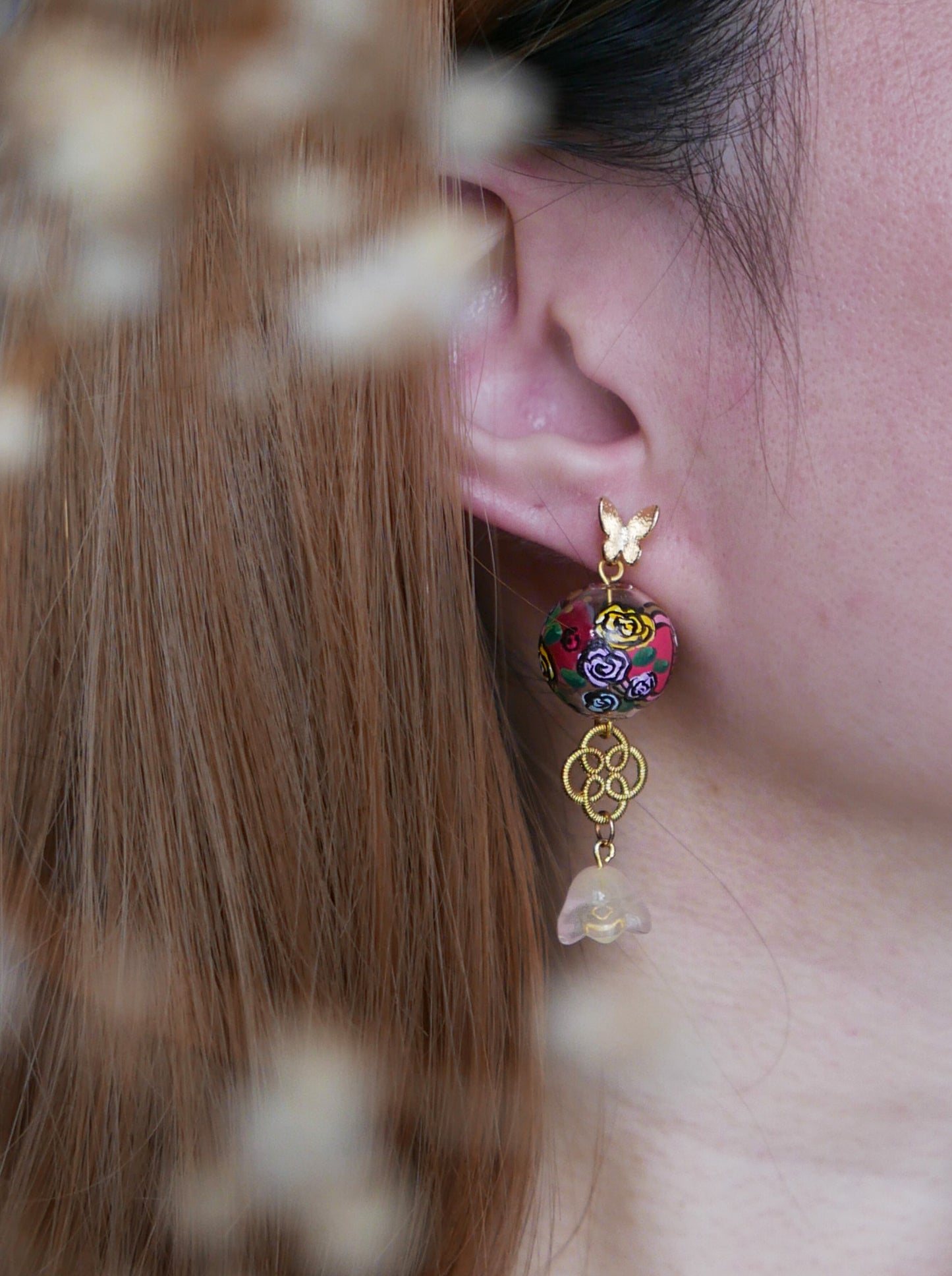 Oriental Butterfly Earrings (925 Silver)