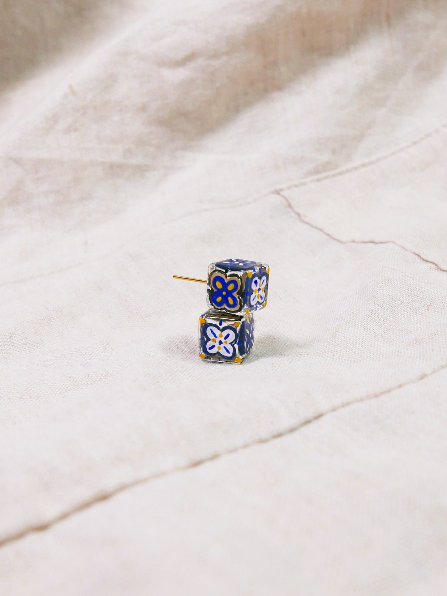 Dark Blue Square Tile Studs