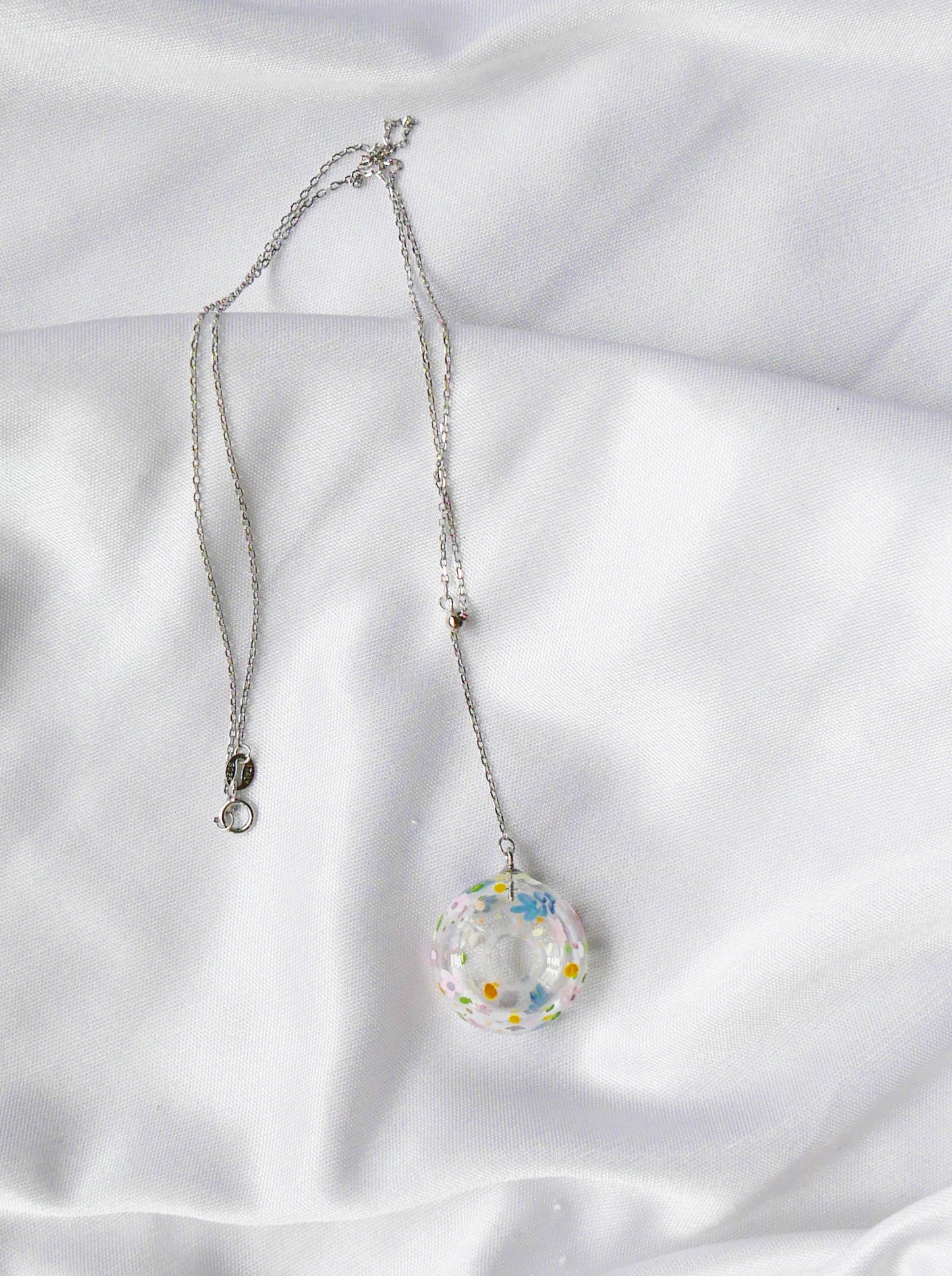 Pastel Donut Floral Necklace (925 Silver)