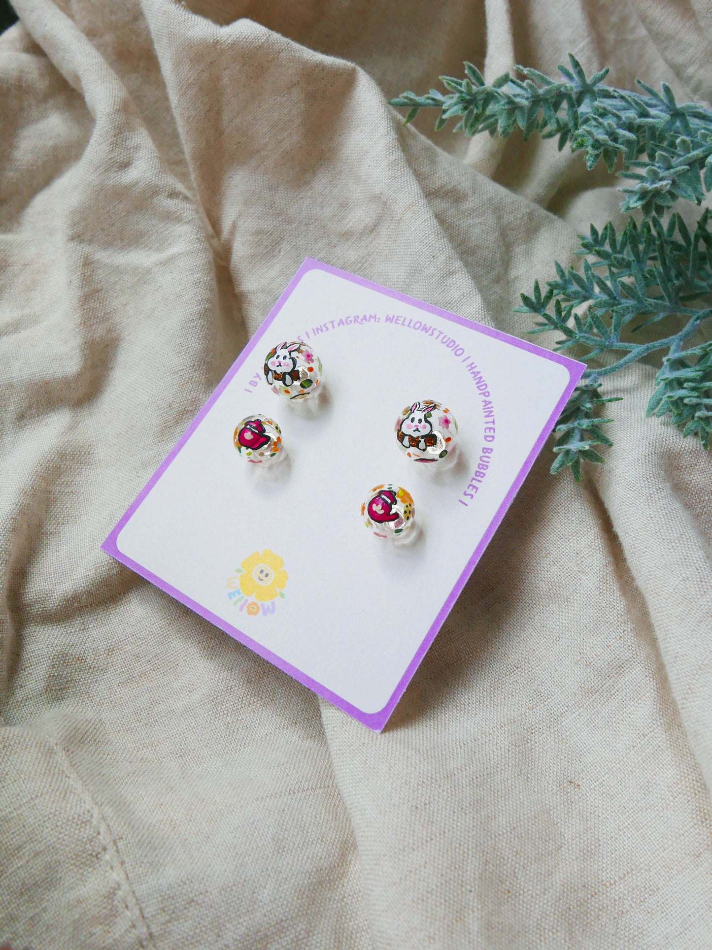 Little Bunny Studs - 2 pairs (a set)