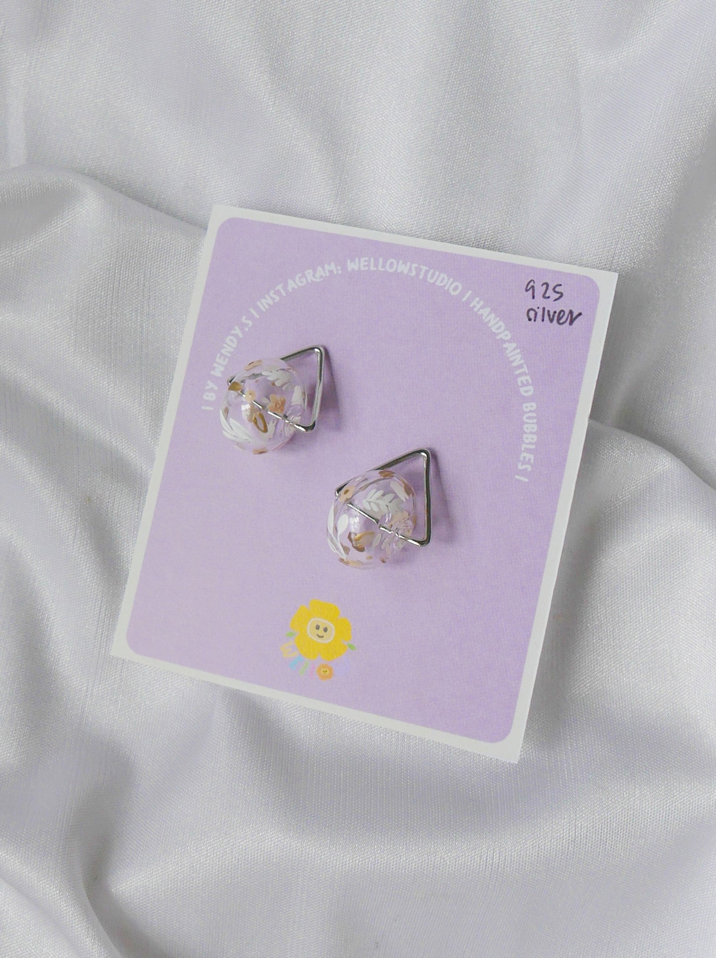 Snowy Floral Ring Studs (925 silver)