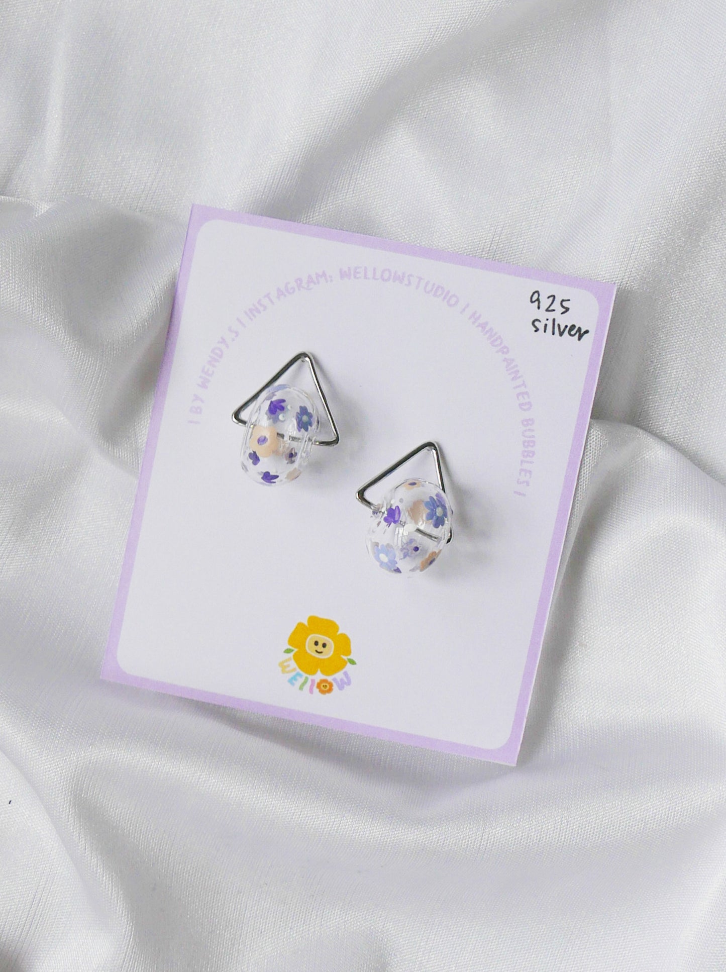 Violet Floral Ring Studs (925 silver)
