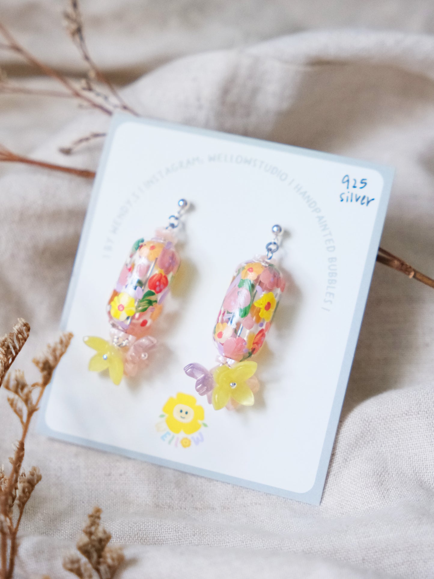 Buttercup Mist floral Earrings (925 silver)