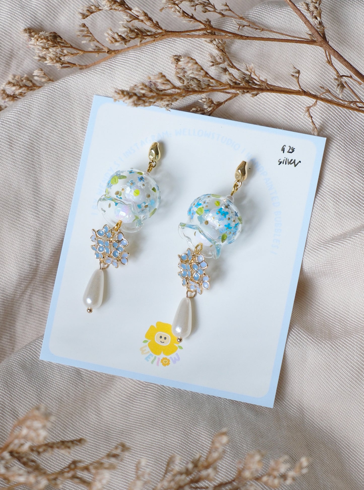 Blue Hydrangea Studs (925 silver)