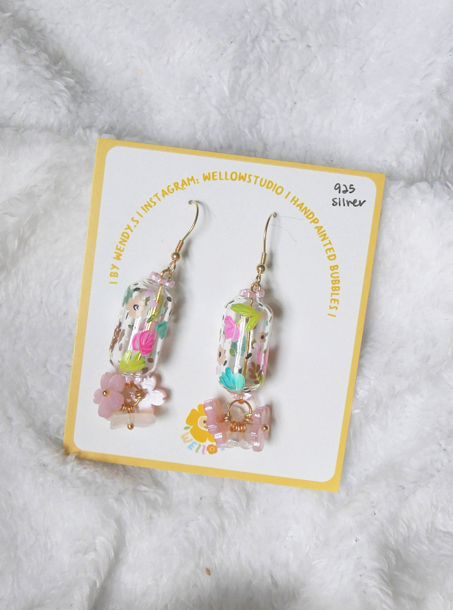 Turpink floral Earrings (925 silver)