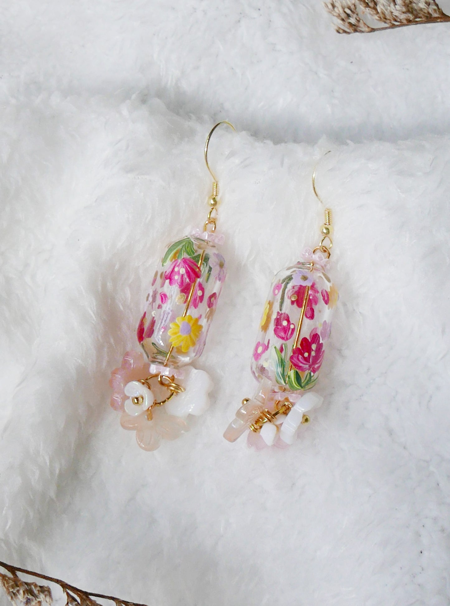 Coral floral Earrings (925 silver)
