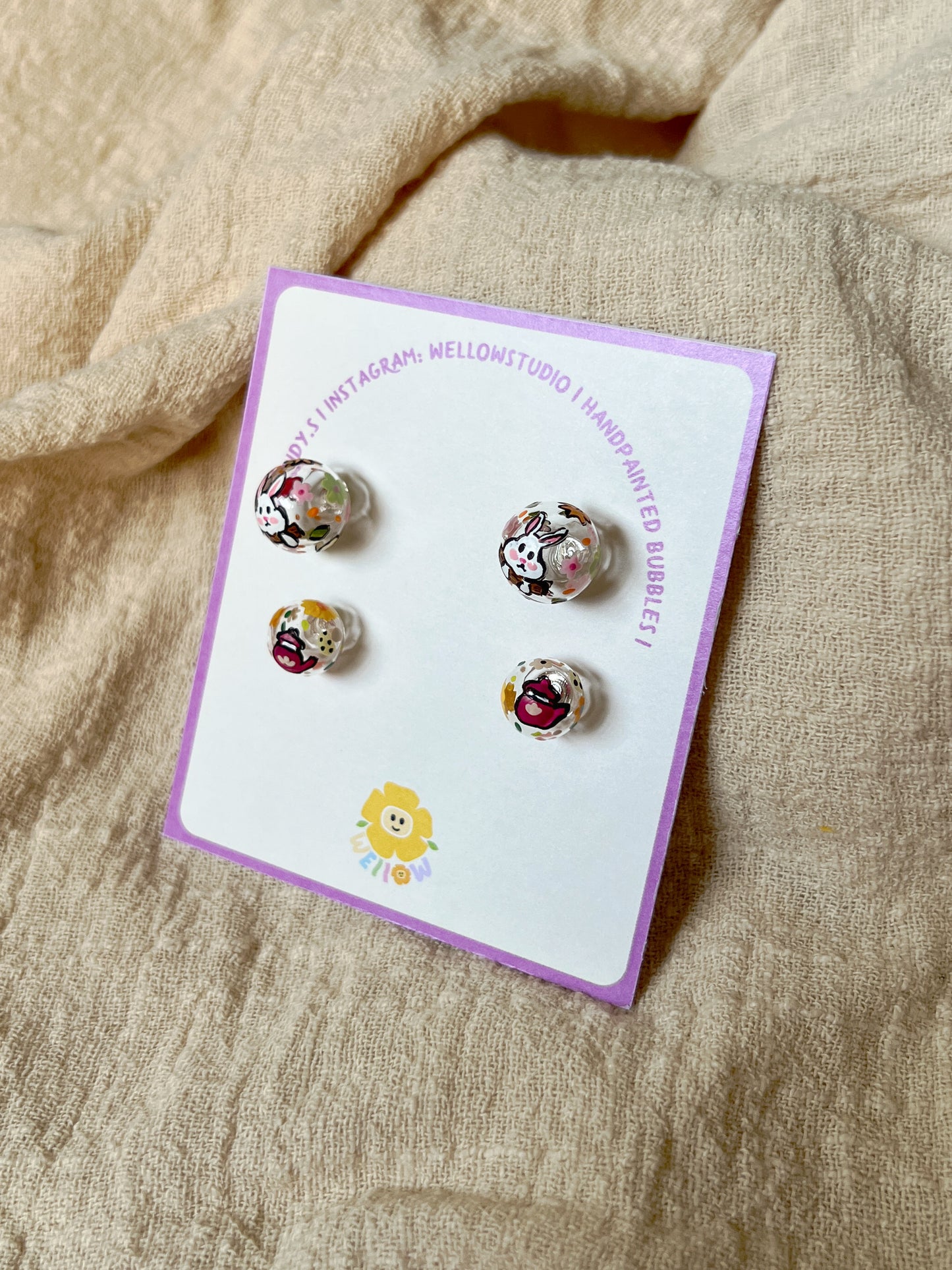 Little Bunny Studs - 2 pairs (a set)