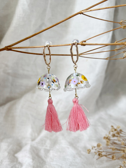 Floral Jellyfish Dangling (pink tassel)