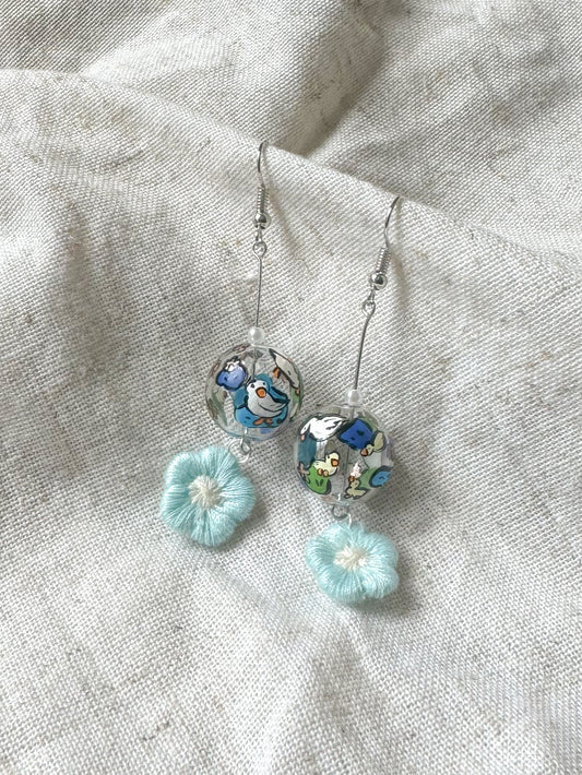 Ducking Earrings Dangling (blue)