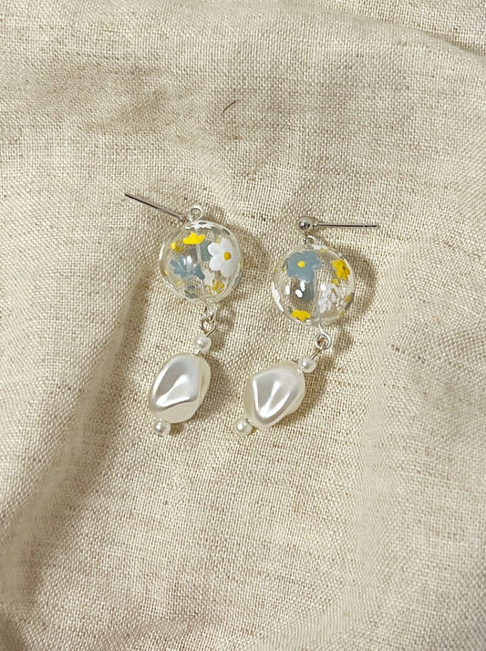 Little Cotton Floral Earrings (ball studs)