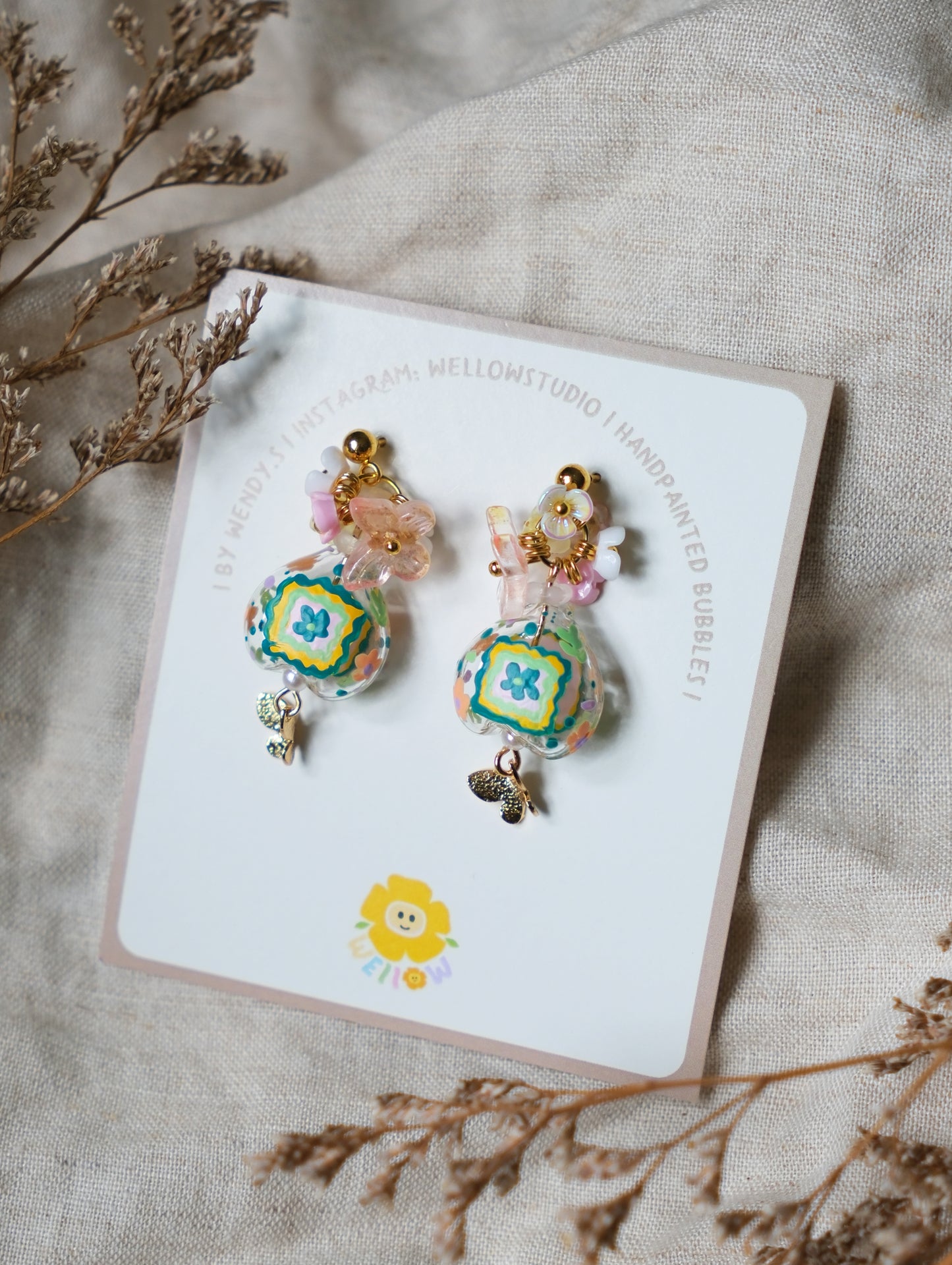 Mini Vase Floral Frame Earrings