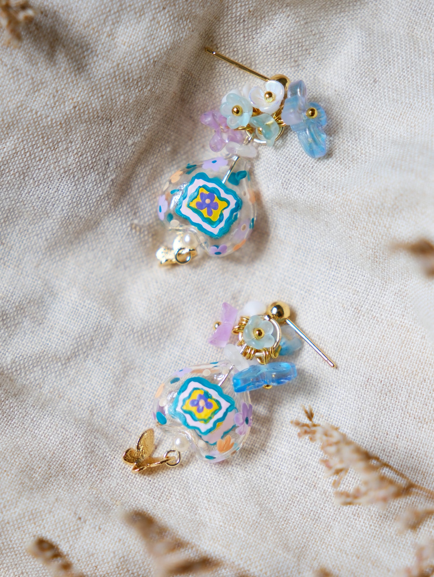 Mini Vase Floral Frame Earrings (925 silver)
