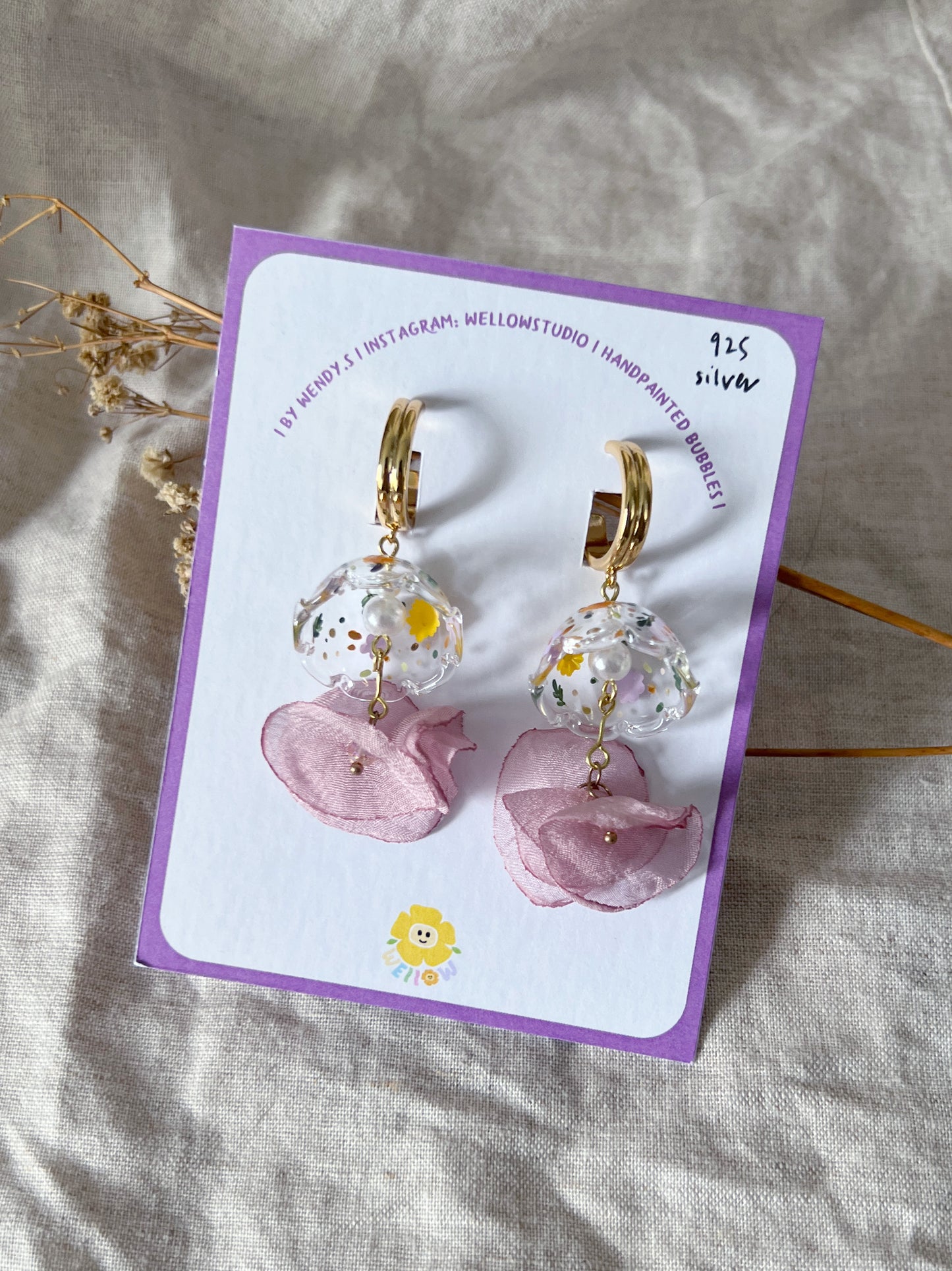 Floral Jellyfish Dangling (hoops)