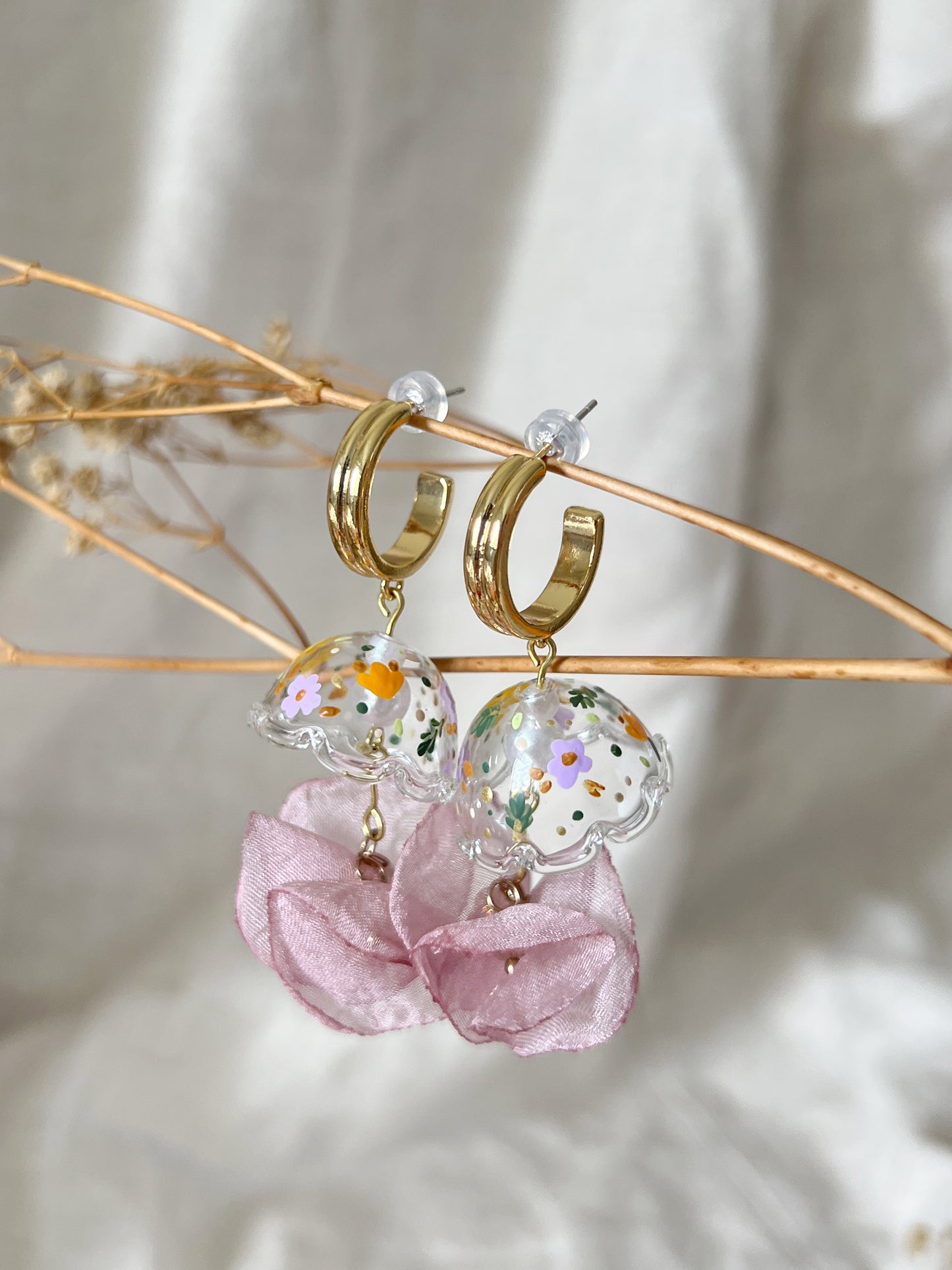 Floral Jellyfish Dangling (hoops)