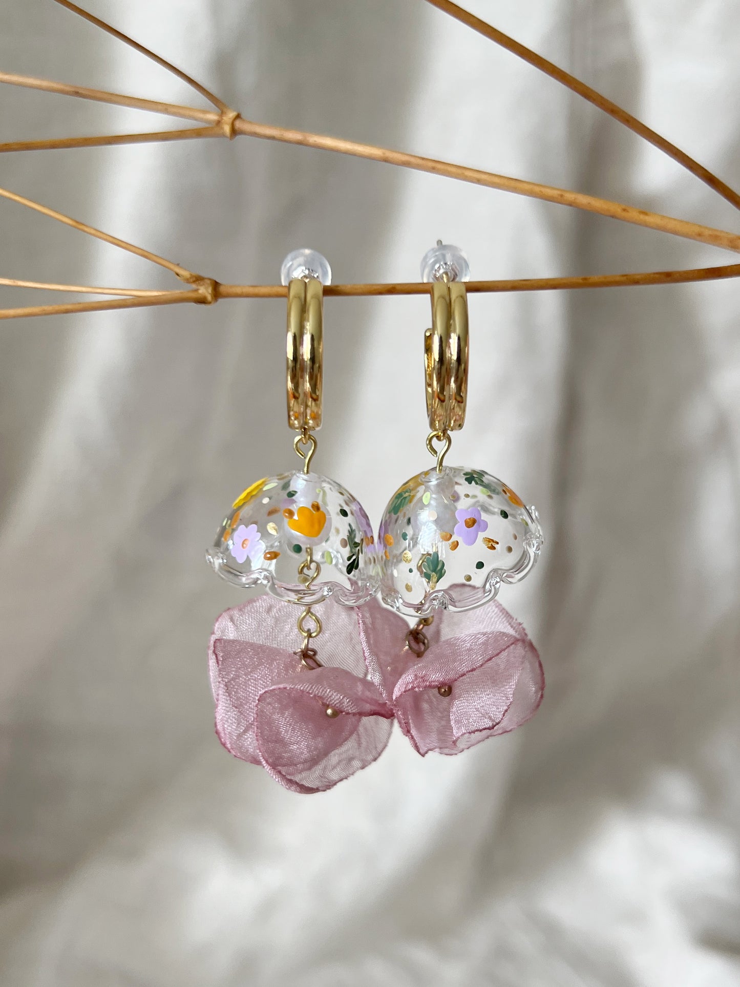 Floral Jellyfish Dangling (hoops)