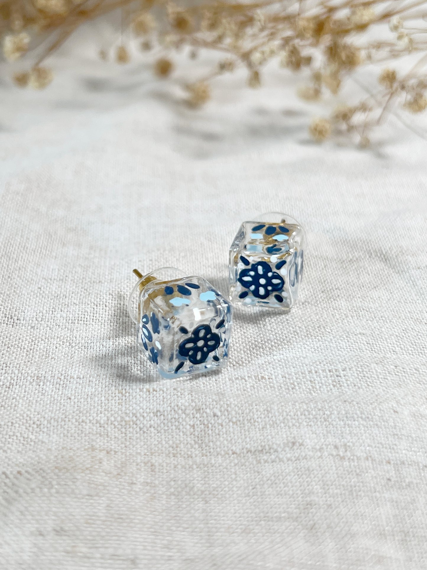 Dark Blue Tile Square Studs (Design 1)