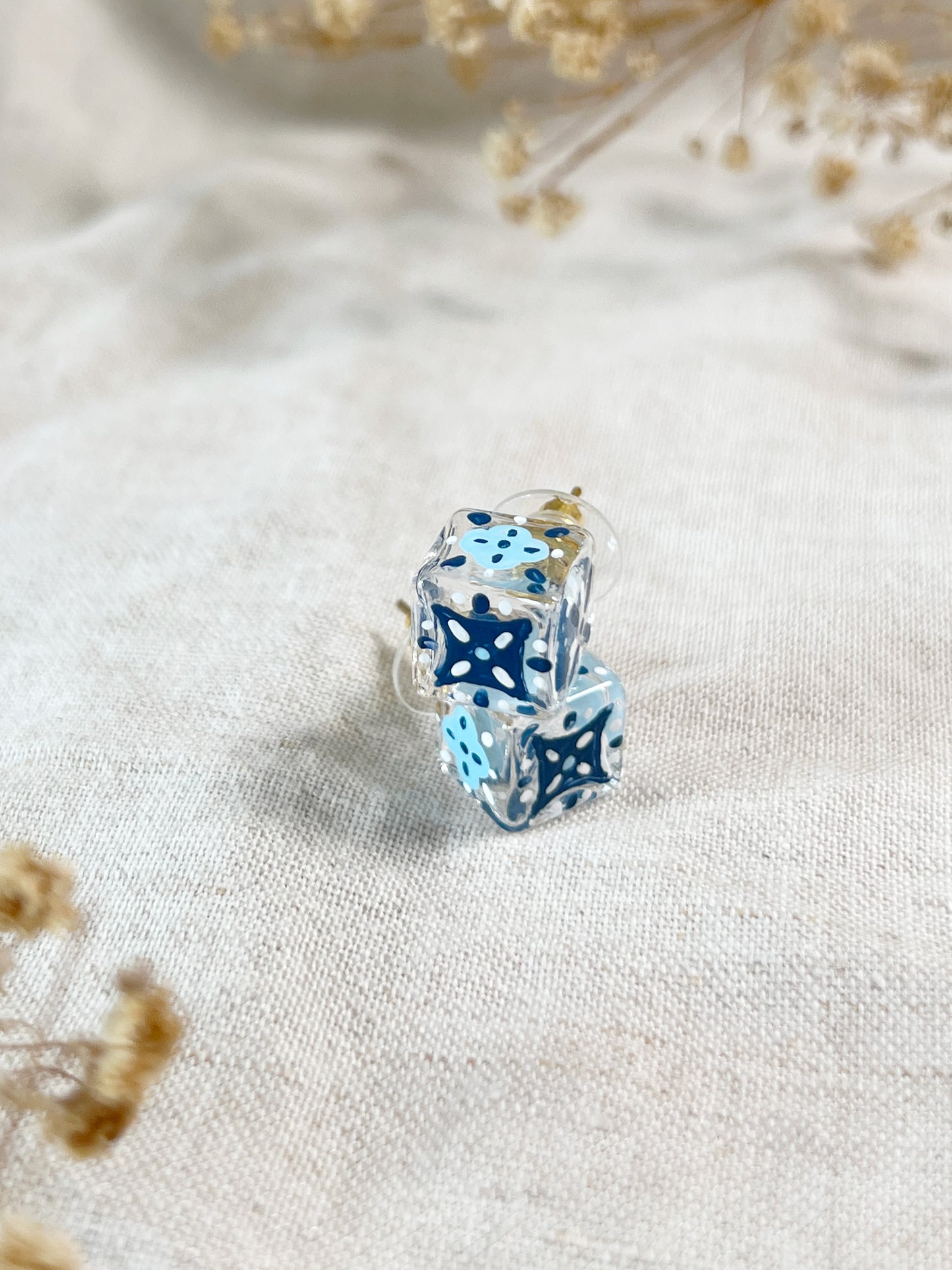 Dark Blue Tile Square Studs (Design 2)