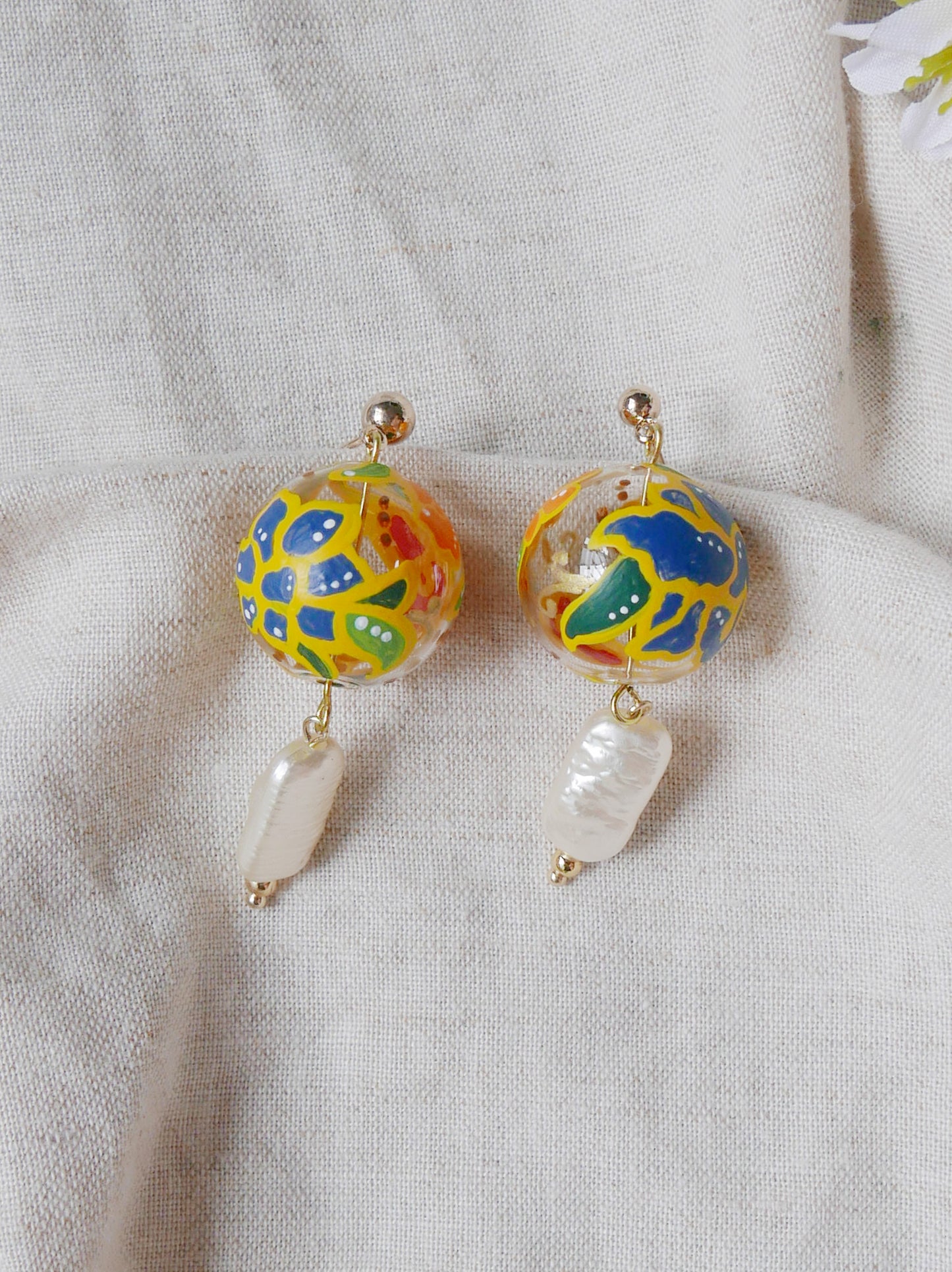 Batik Yellow Earrings