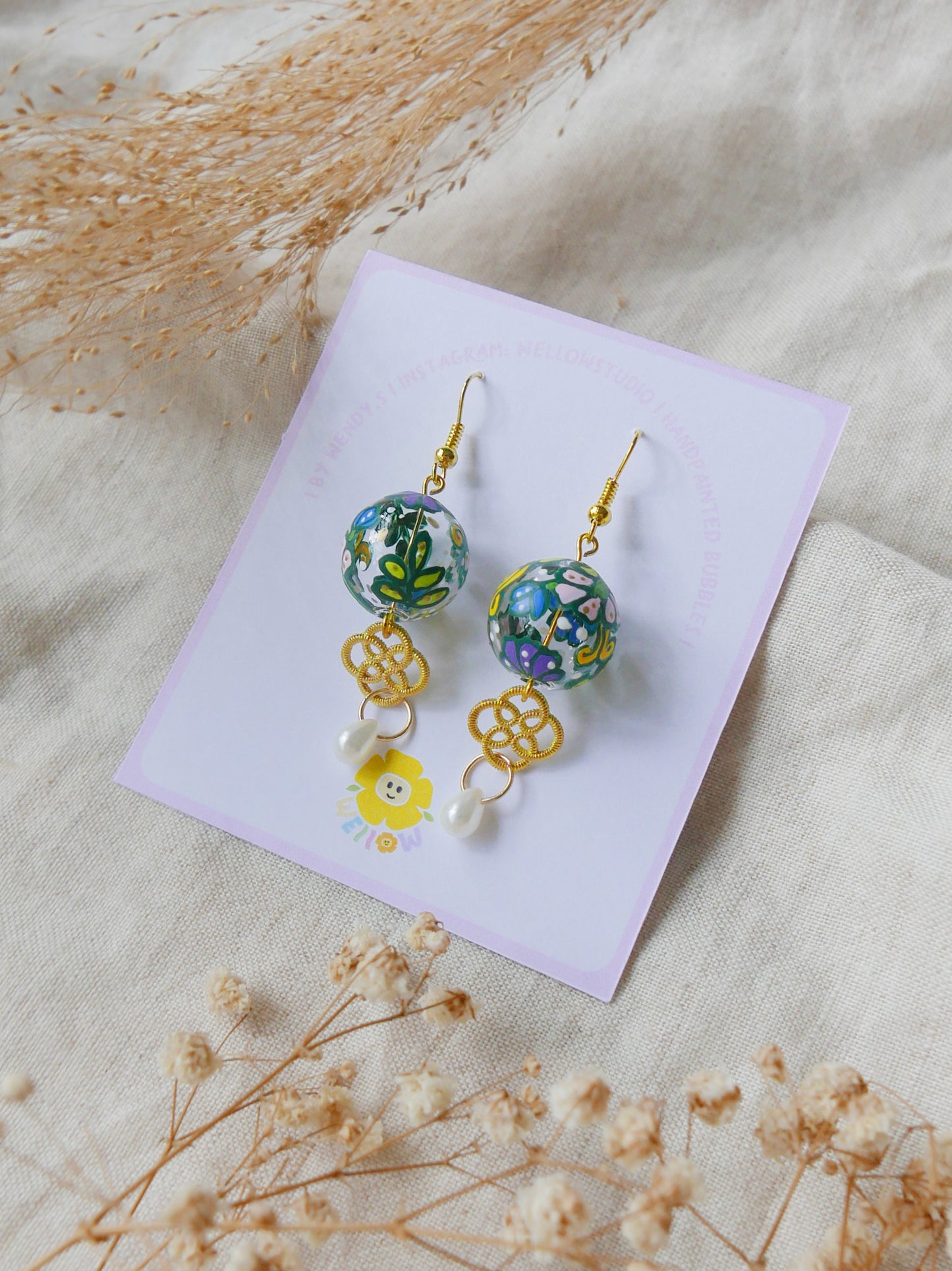 Batik Green Earrings