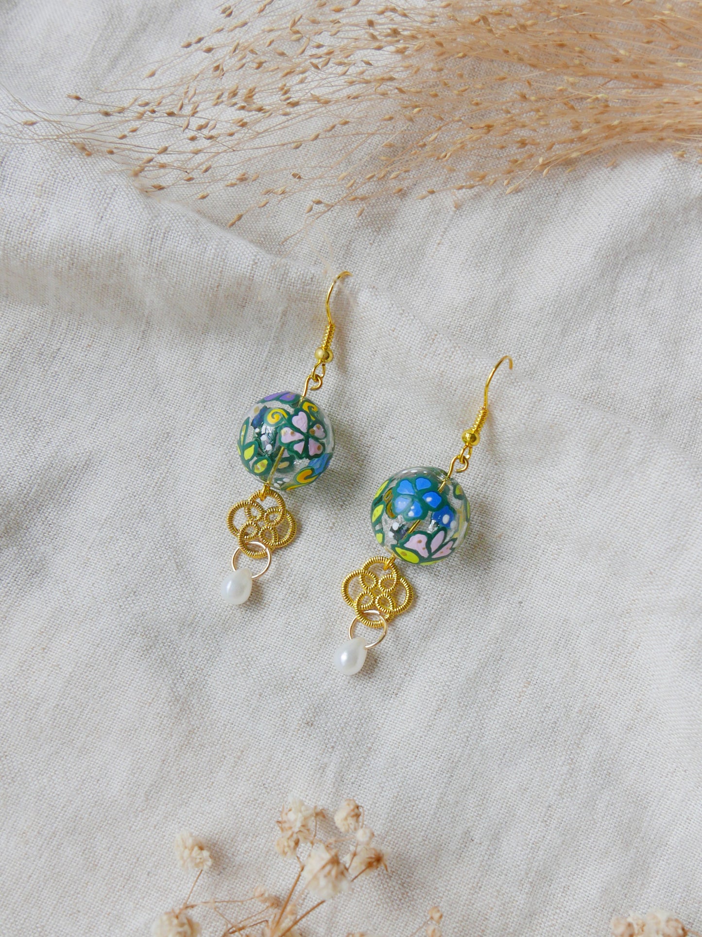 Batik Green Earrings