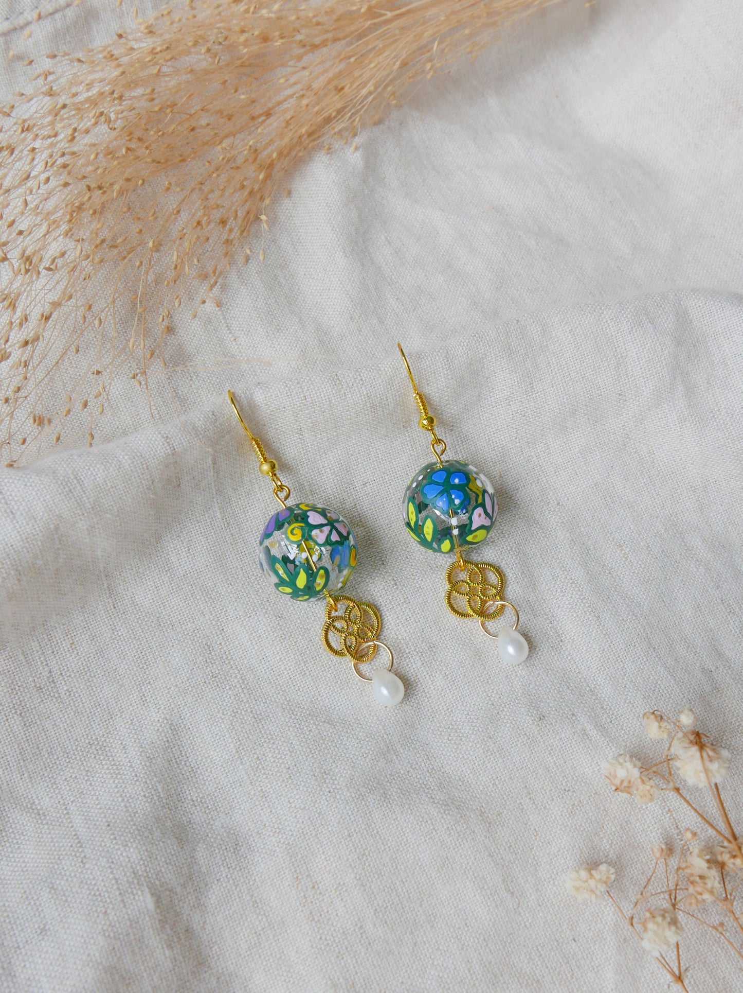 Batik Green Earrings