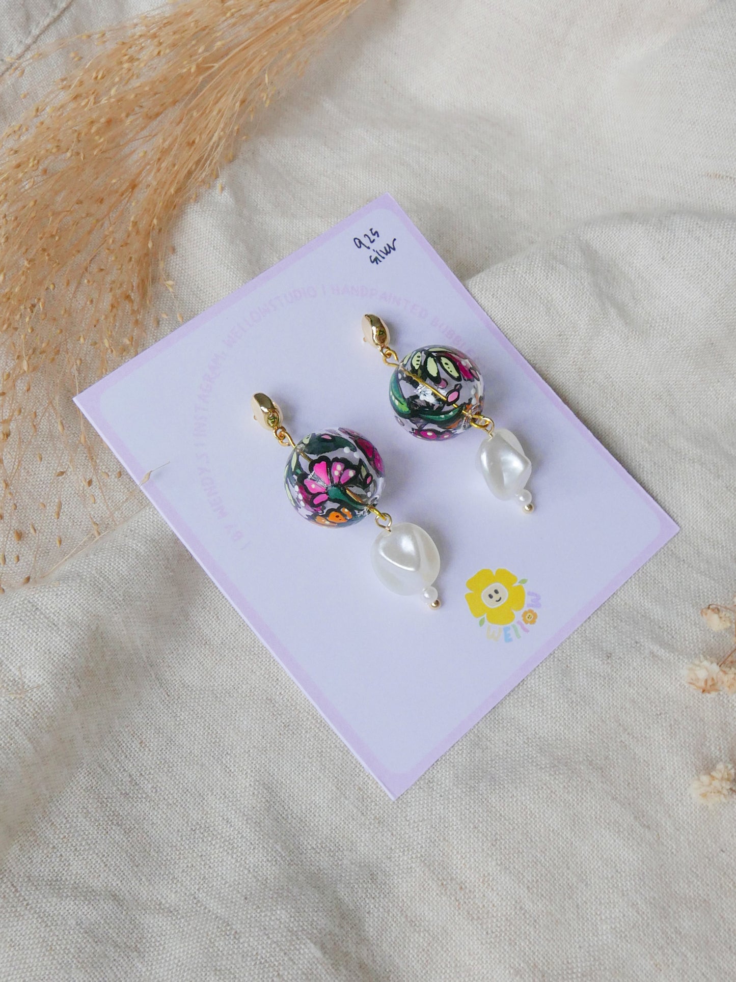 Batik Black Earrings (925 Silver)