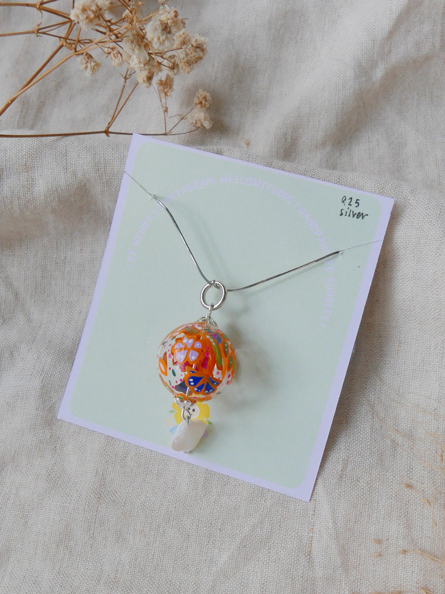 Batik Orange Necklace (925 Silver)