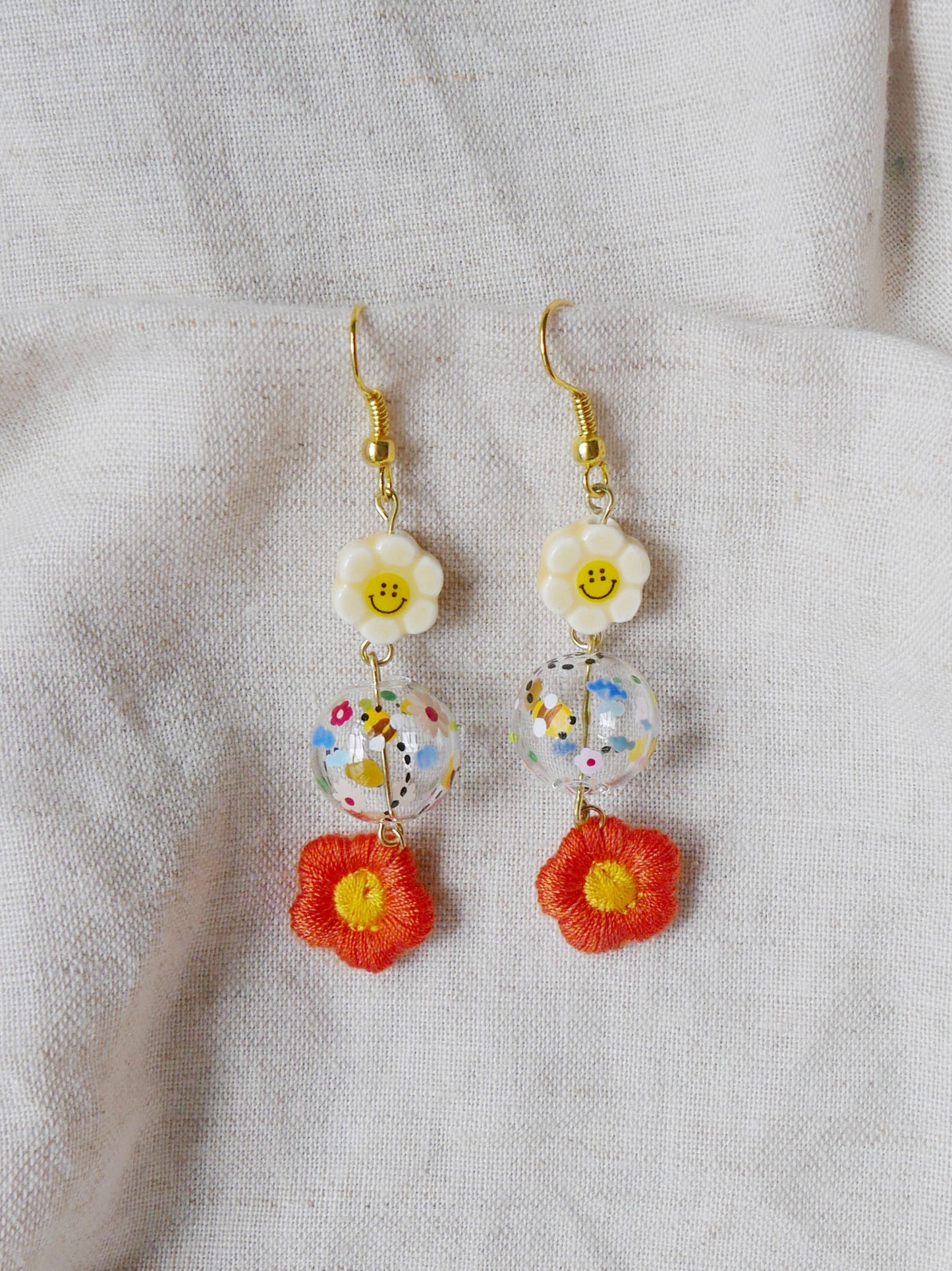 Two-tier Bee Earrings