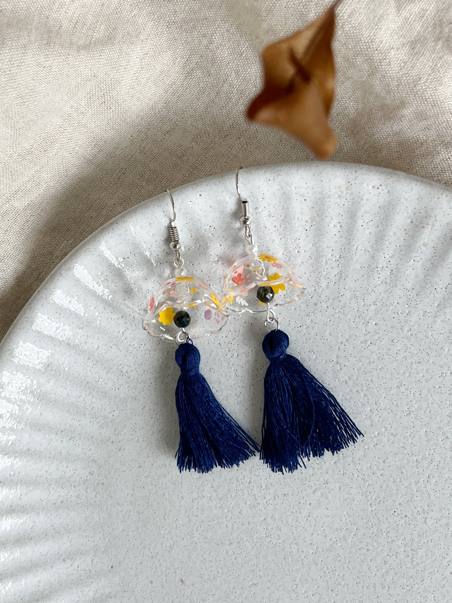 Colourful Floral Jellyfish Tassels (dark blue)