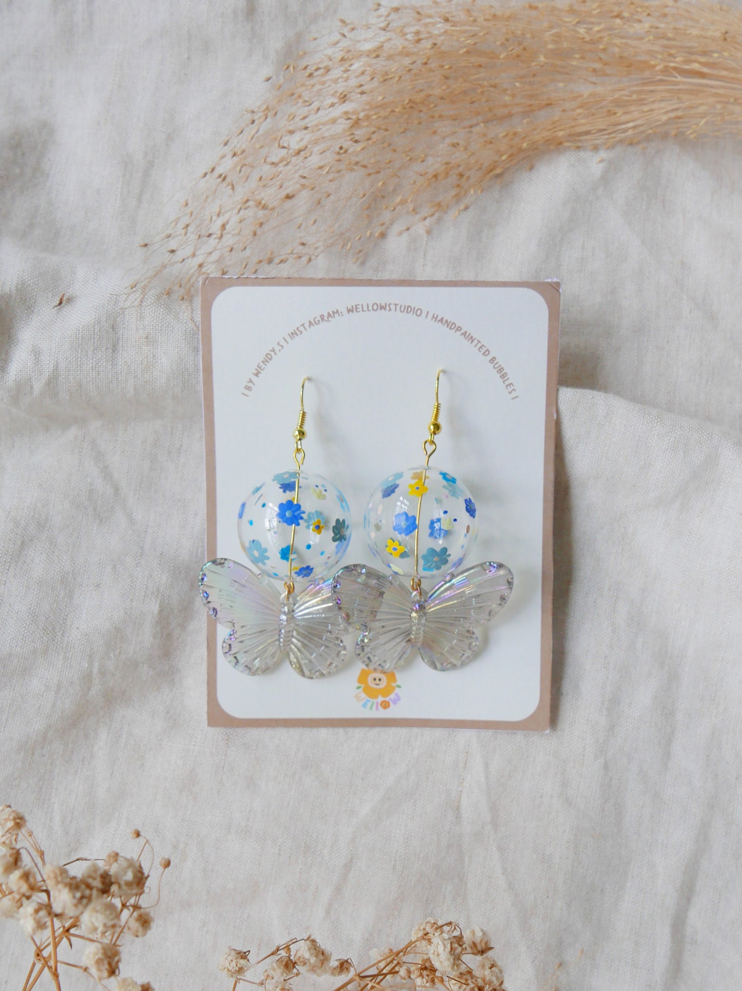 Large Floral Butterfly Earrings (Design 1)