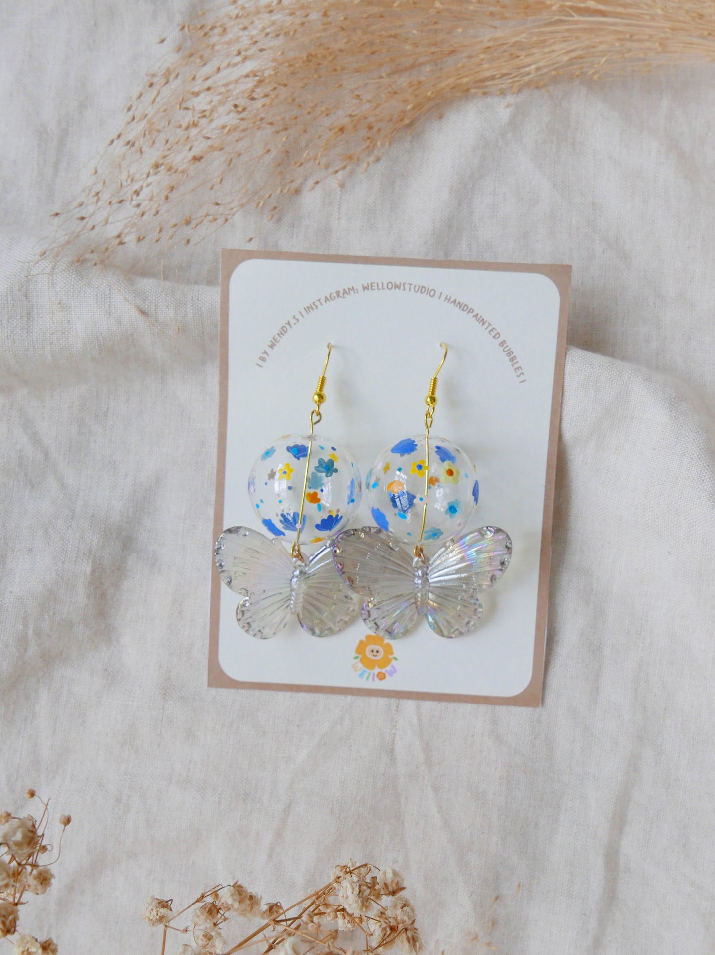 Large Floral Butterfly Earrings (Design 2)