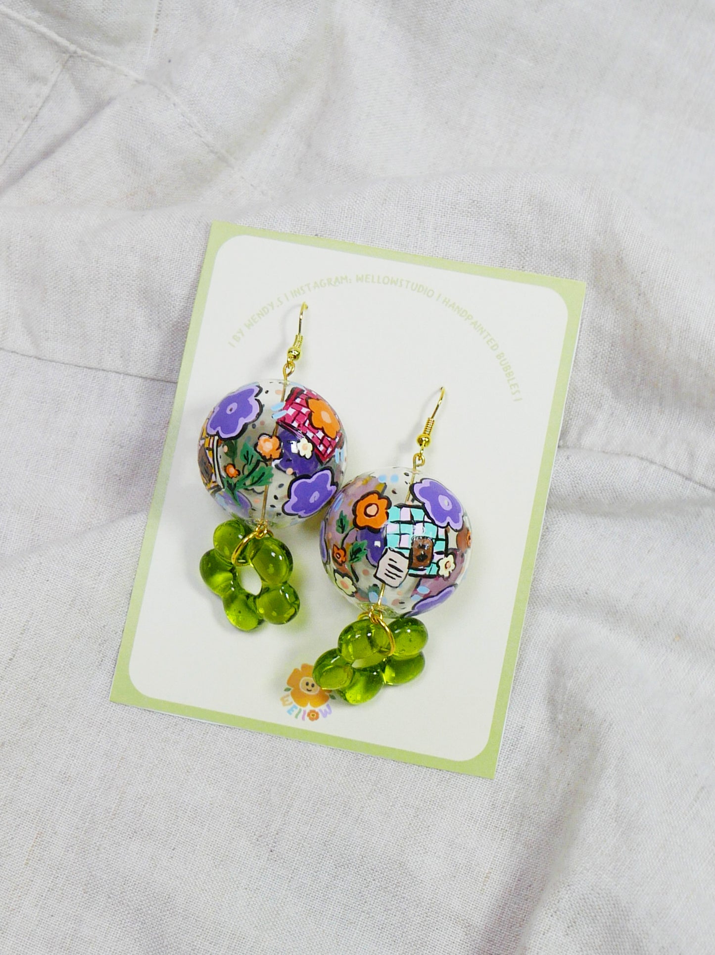 Large Flowers Picnic Earrings