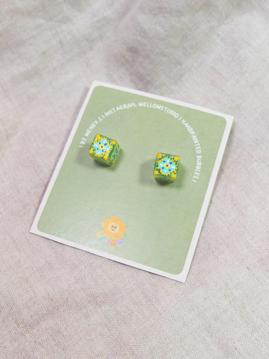 Green Square Tile Studs