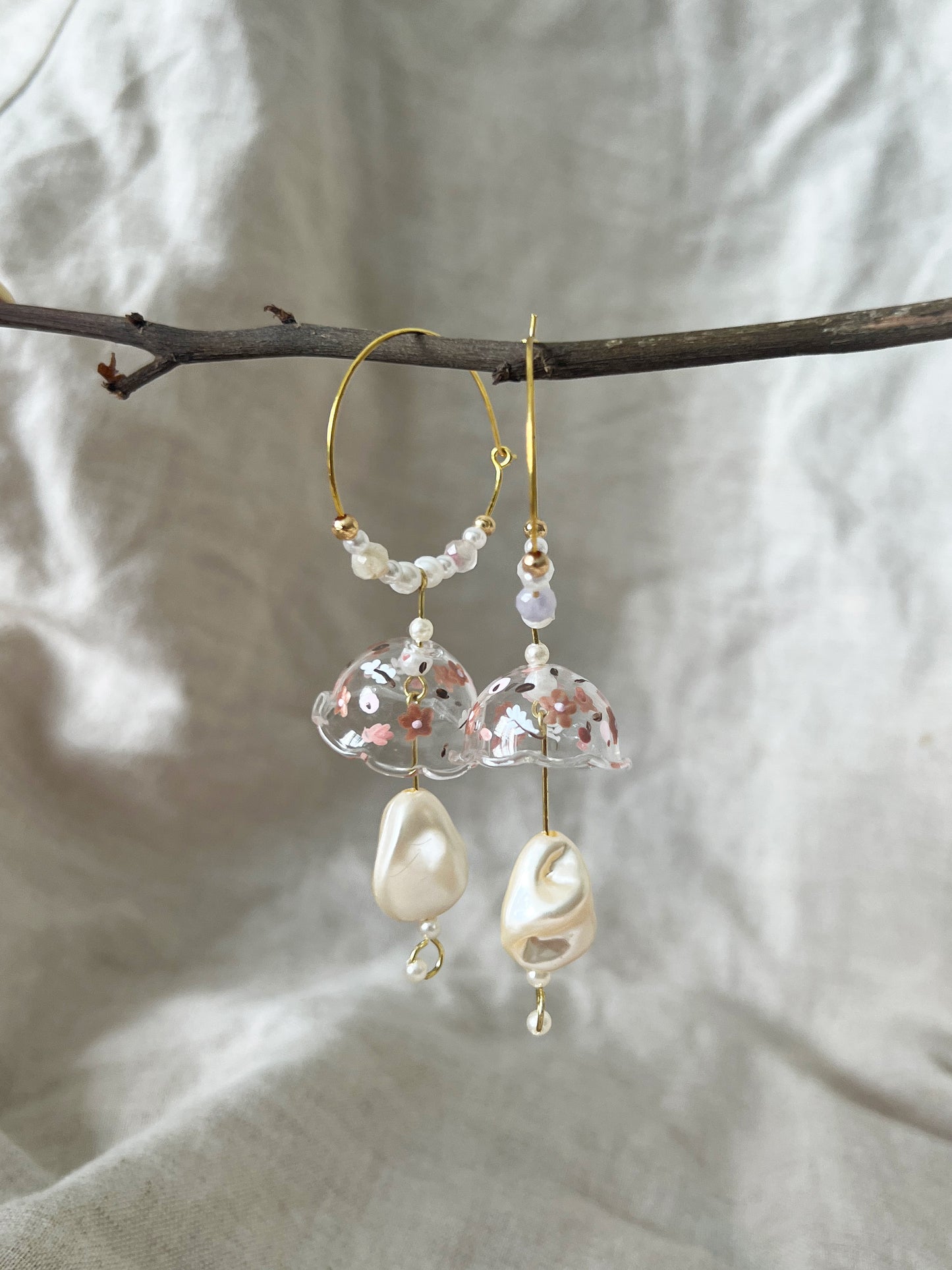 Winter Floral Hoops Earrings