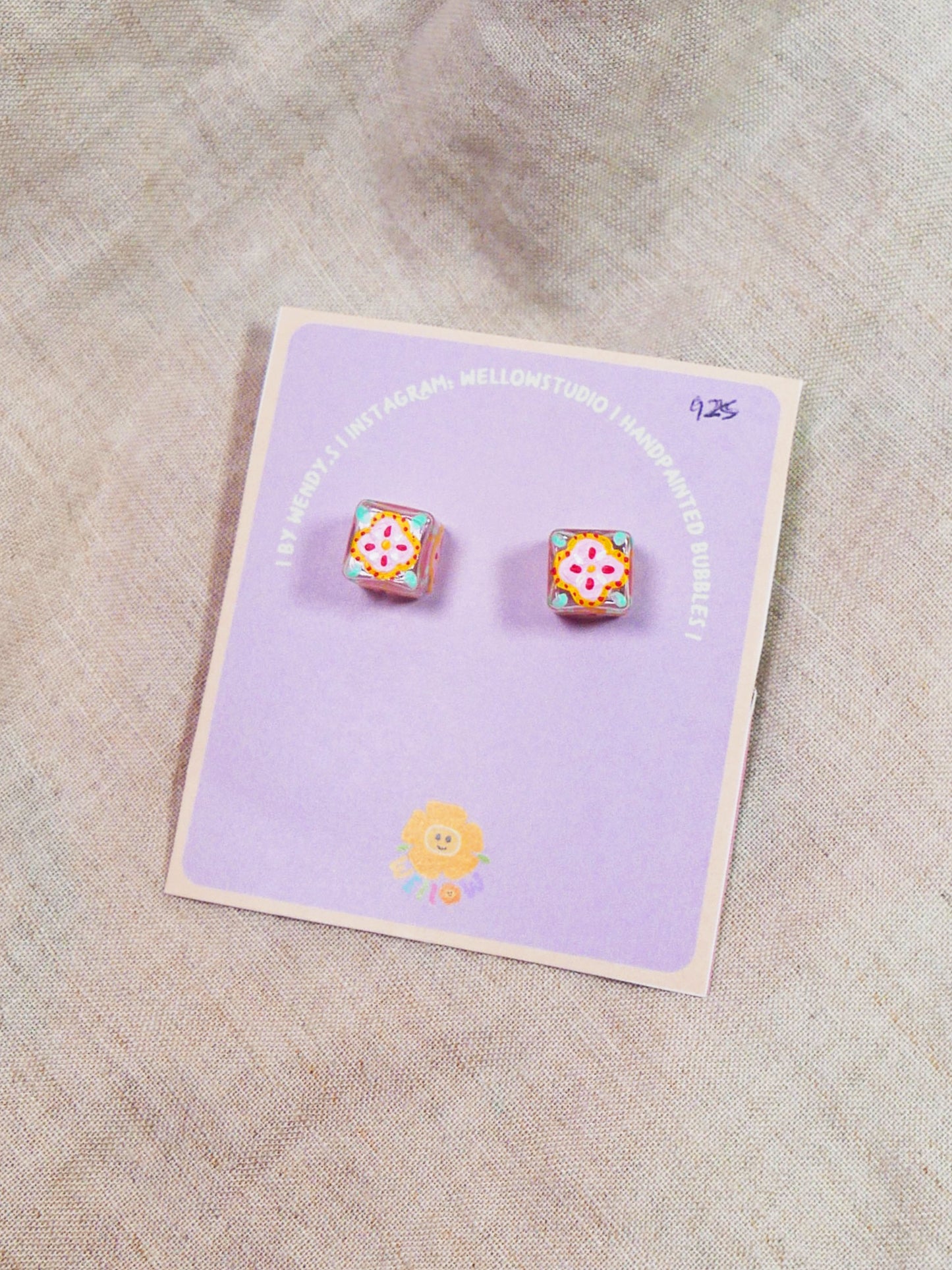 Pastel Square Tile Studs (925 Silver)