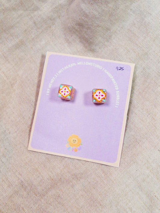 Pastel Square Tile Studs (925 Silver)
