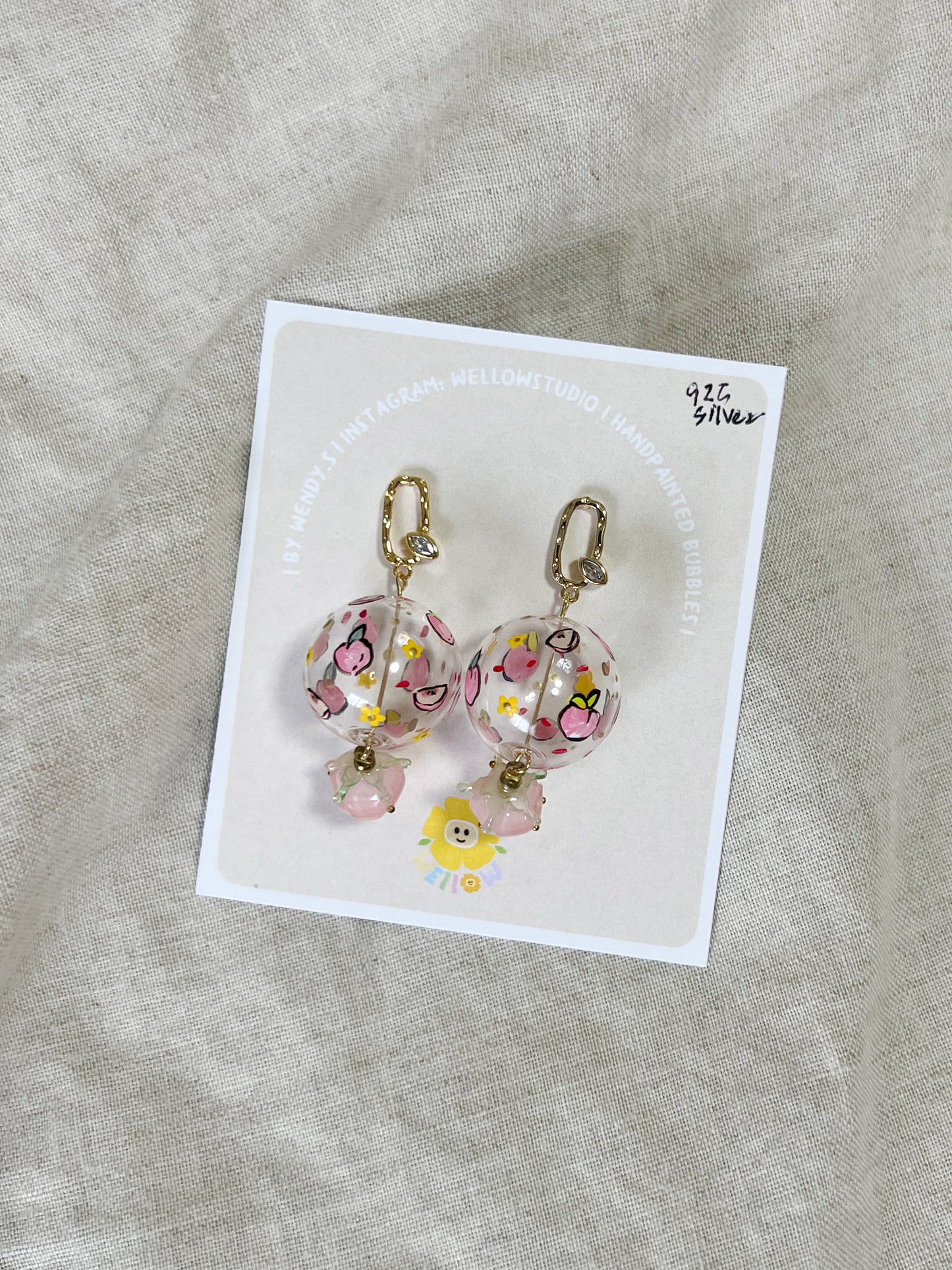 Peach Strawberry Earrings (925 Silver)