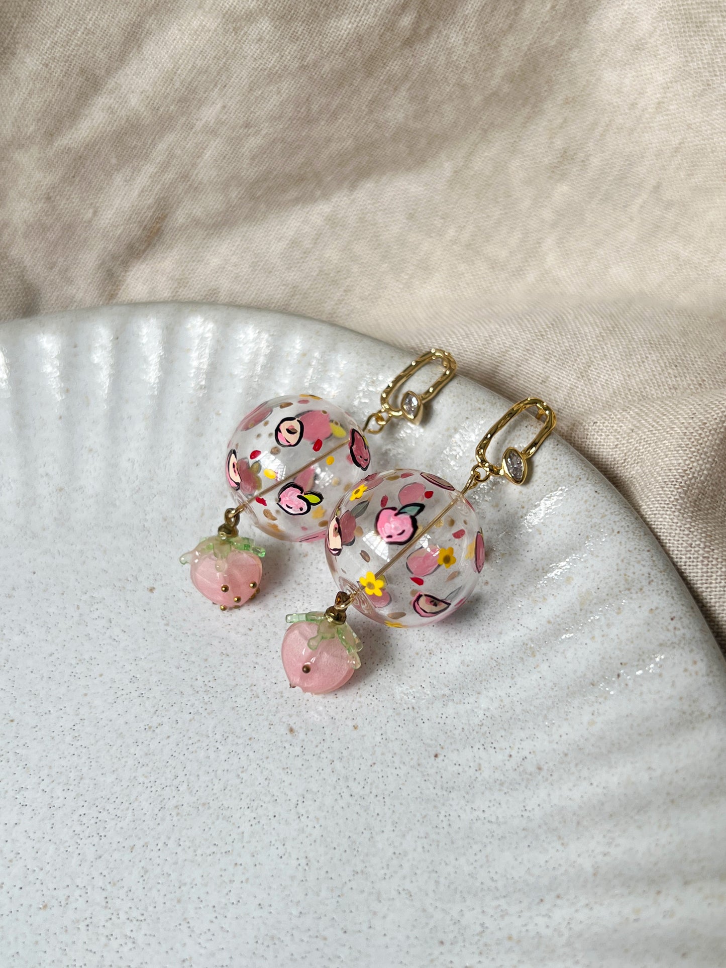 Peach Strawberry Earrings (925 Silver)