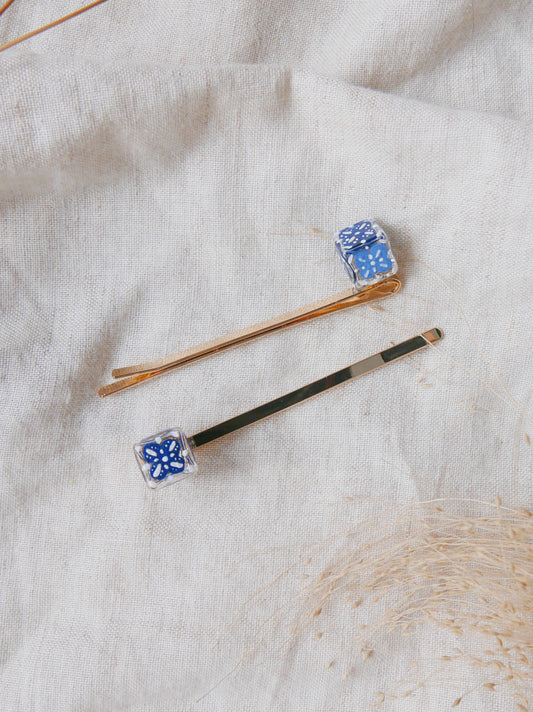 Peranakan Blue Tiles Hair pins (2pcs in a set)