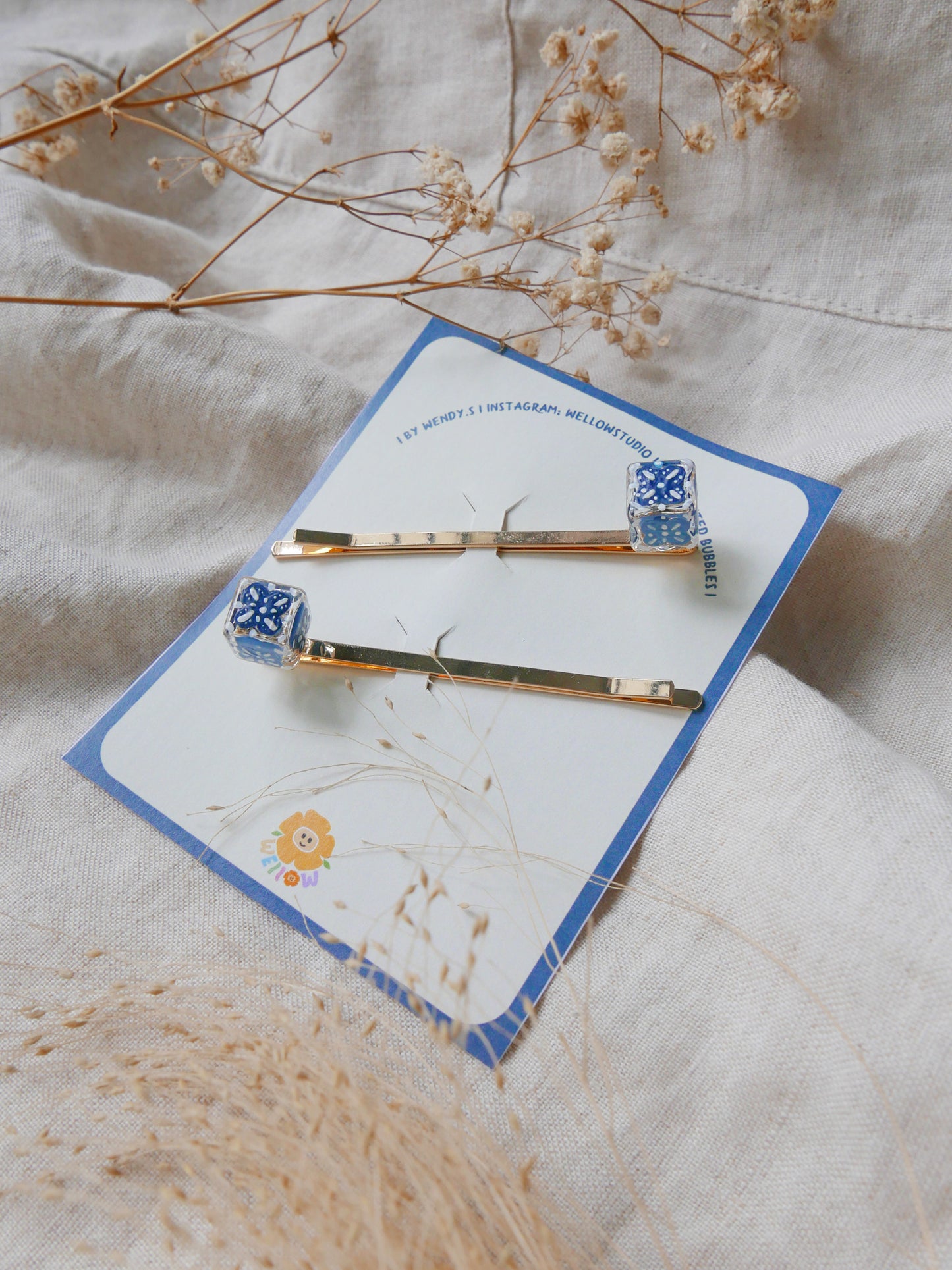 Peranakan Blue Tiles Hair pins (2pcs in a set)