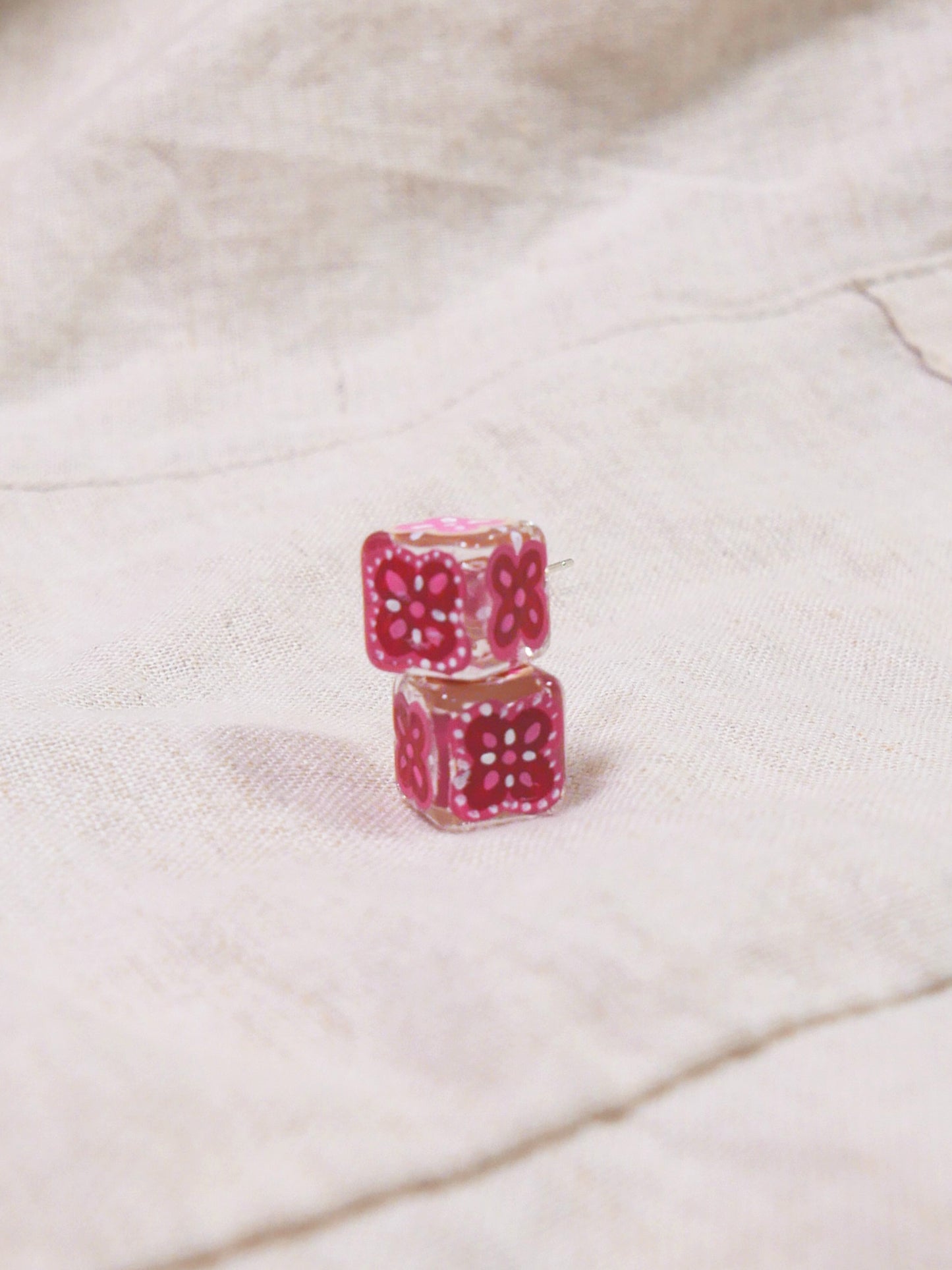 Pink Square Tile Studs (925 Silver)