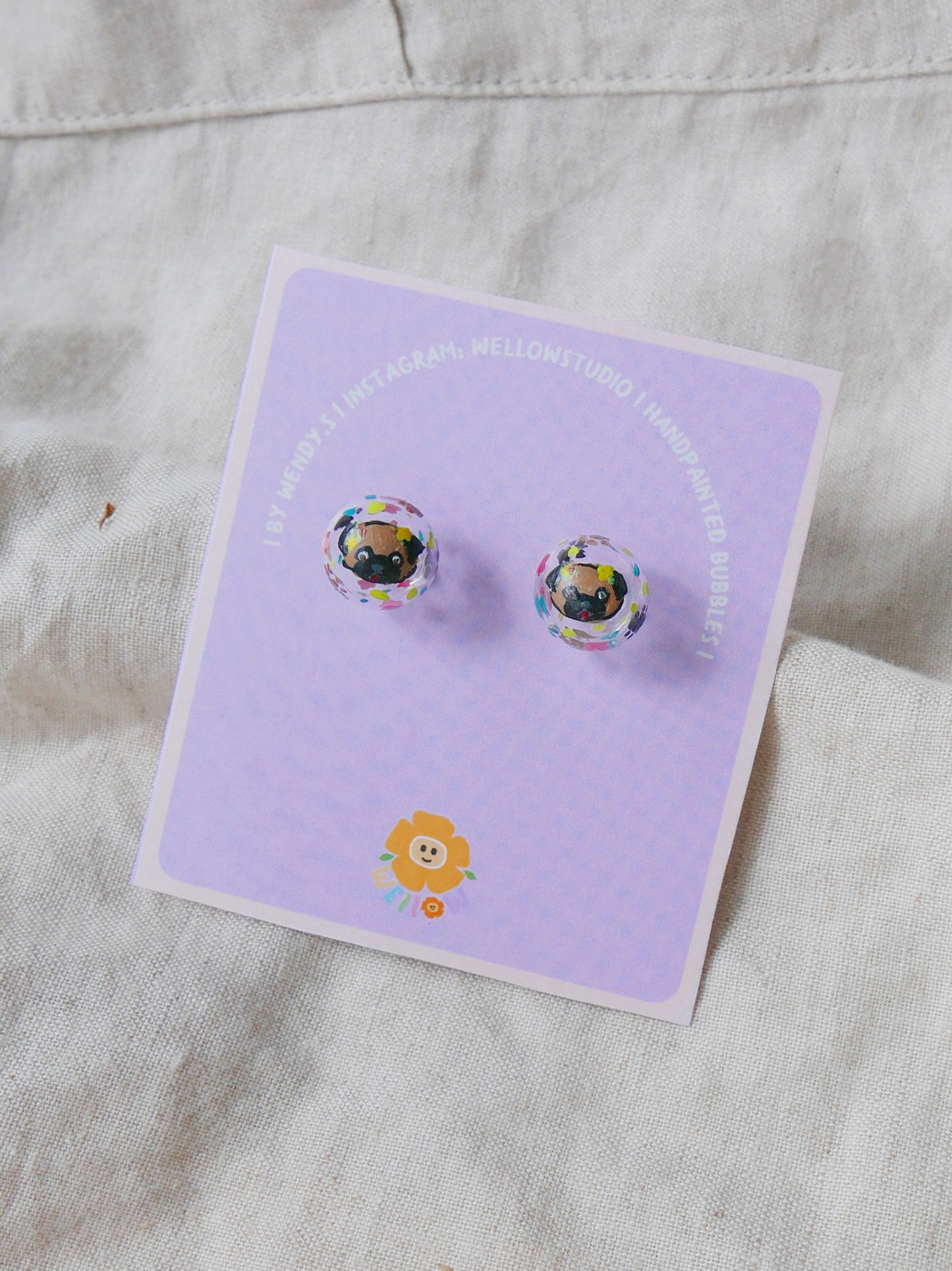 Pug Earrings Studs