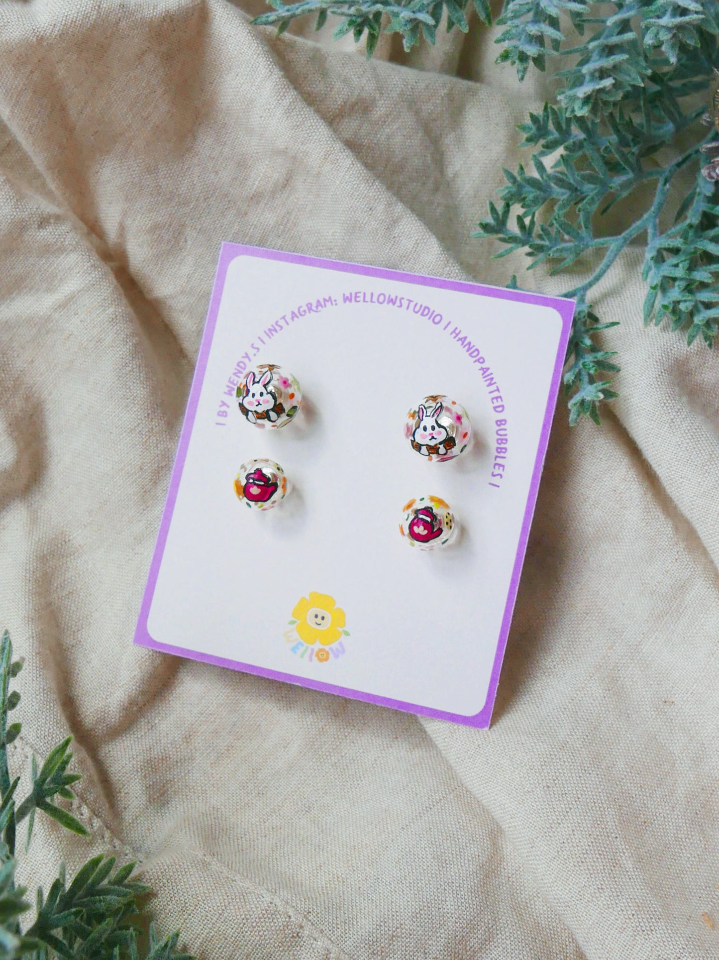 Little Bunny Studs - 2 pairs (a set)