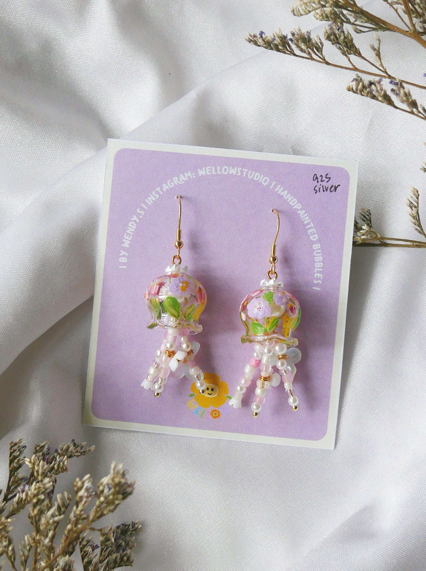 Vintage Floral Watercolour Style (925 silver)