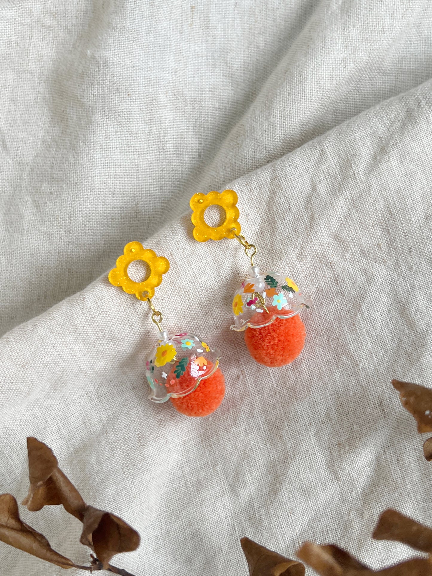 Warm Floral Jellyfish Earrings