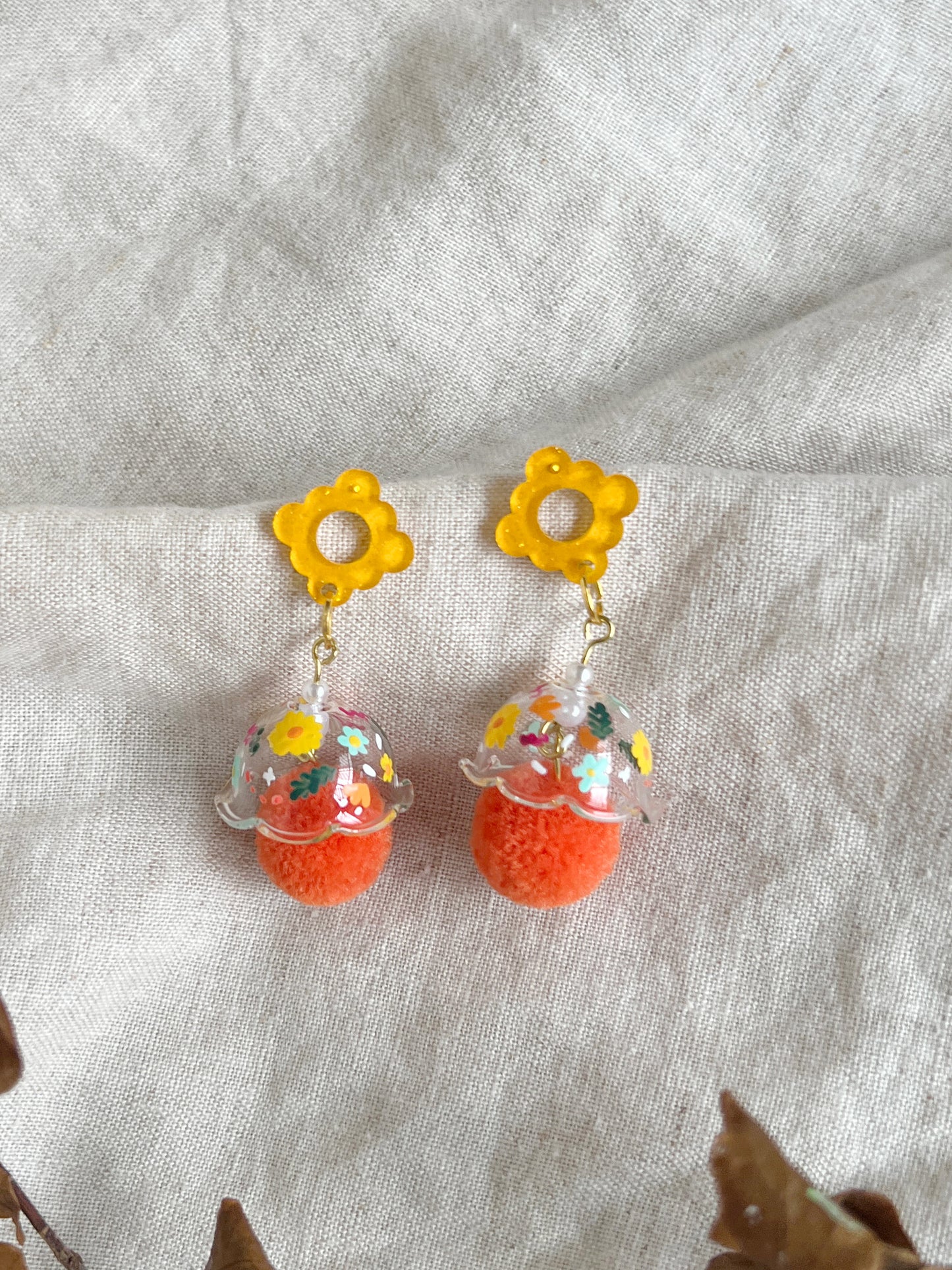 Warm Floral Jellyfish Earrings